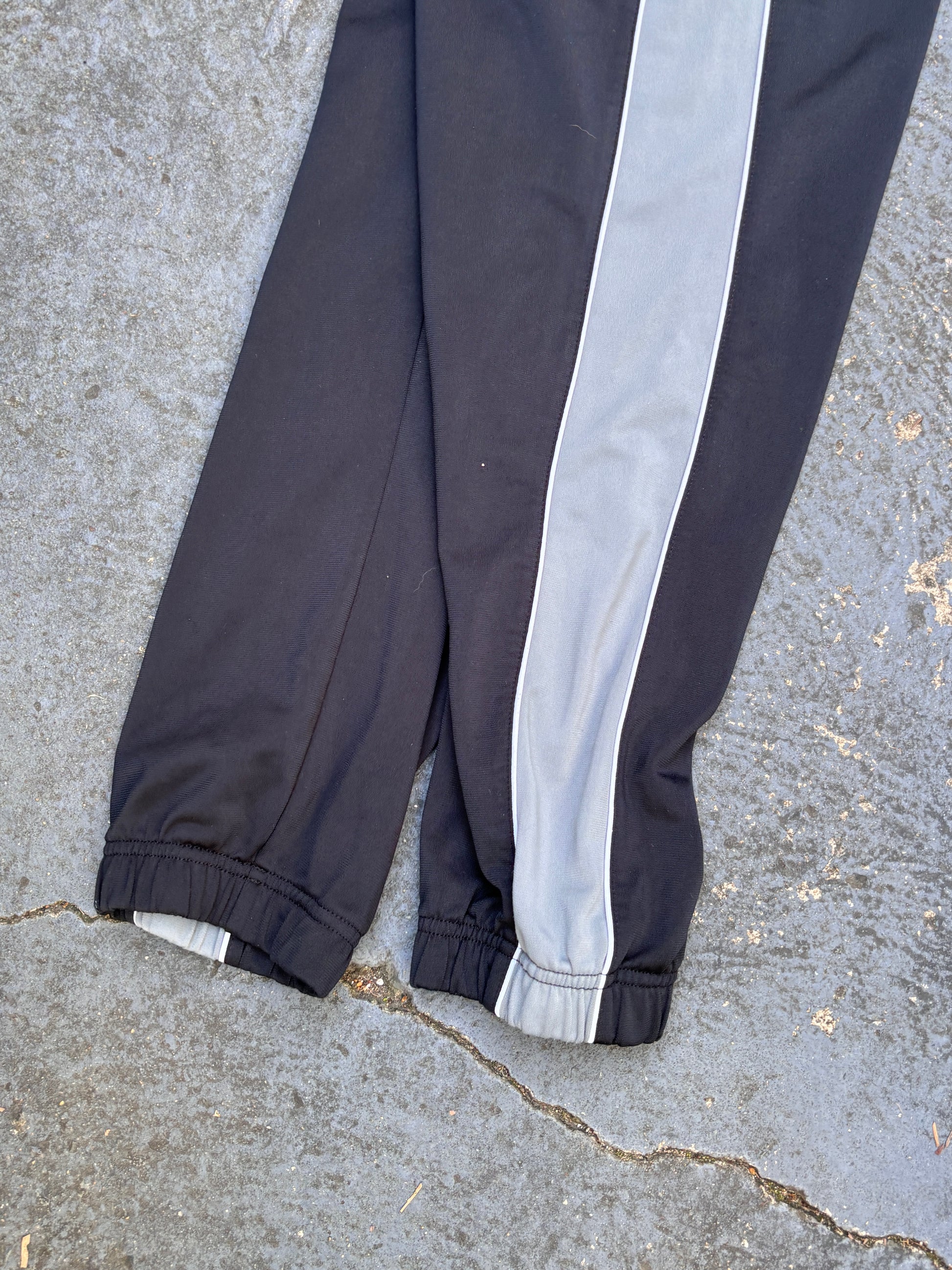 Nike Track Pants Size XL Black Grey Detail White Piping Straight Leg Cuffed Ankle