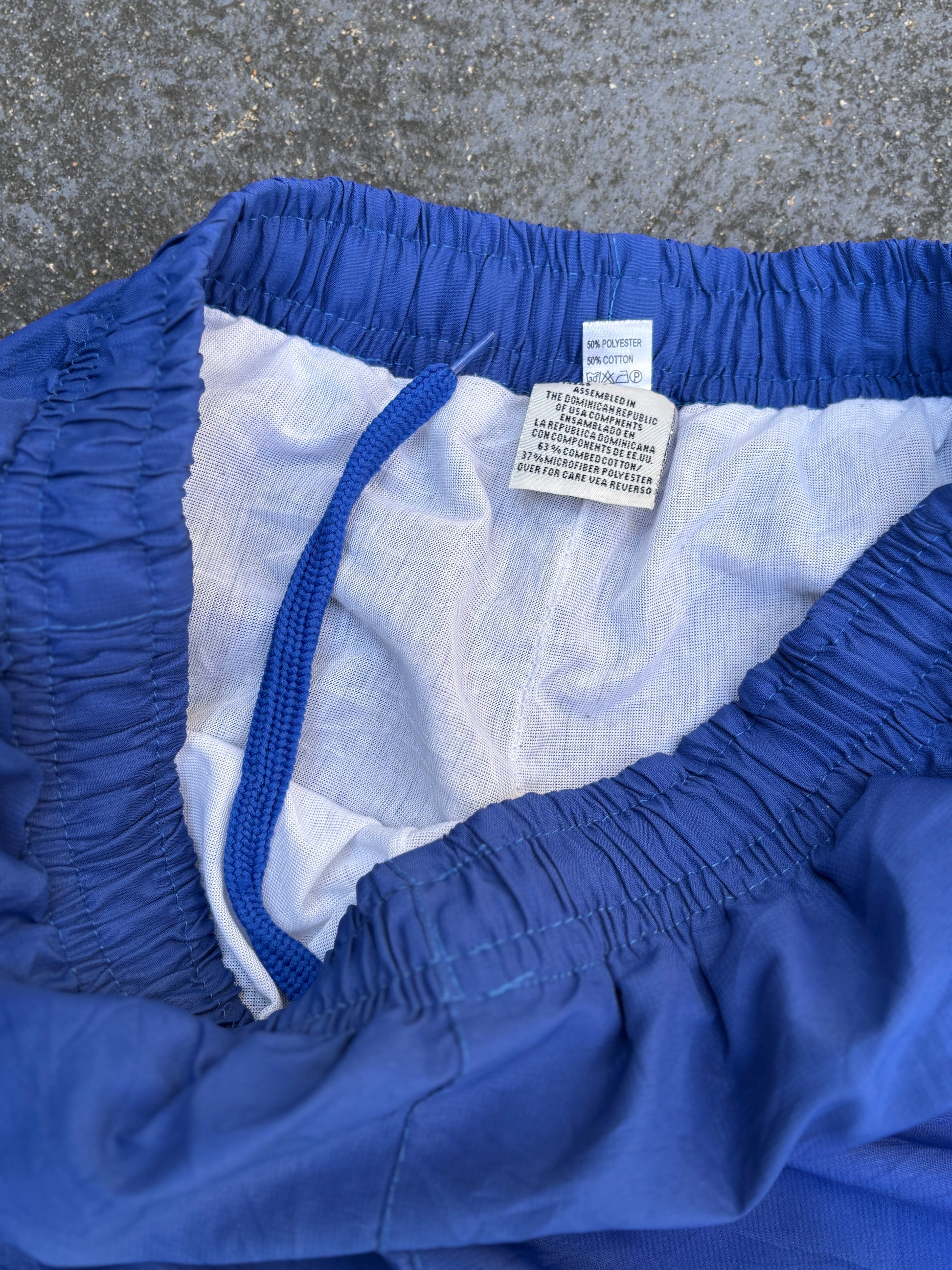 Vintage 90s Adidas Track Pants Size S Blue White Detail Wide Leg Cuffed Ankle