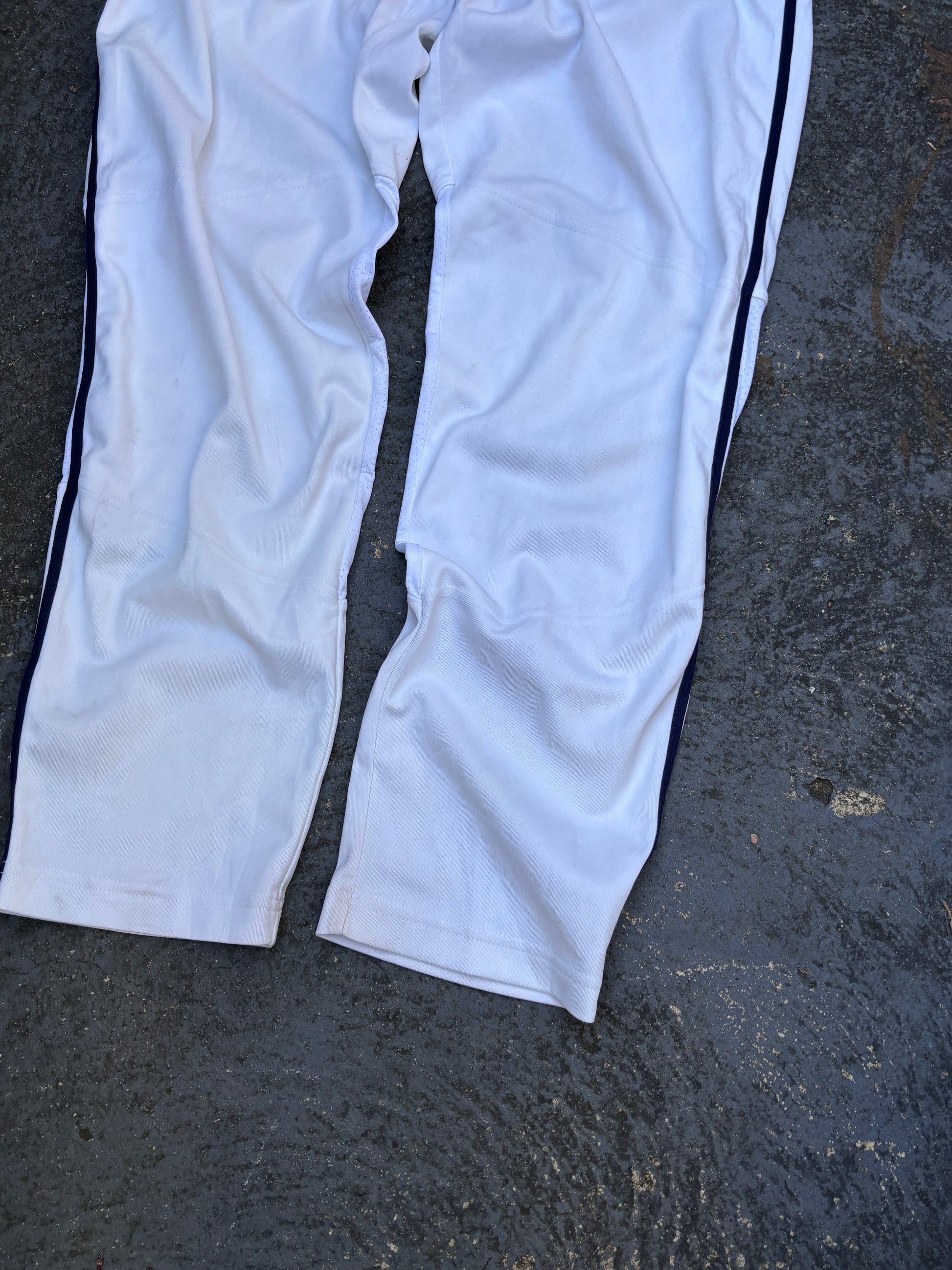 Nike Baseball Pants Women’s Size XS White Navy Detail Button Zip Straight Leg