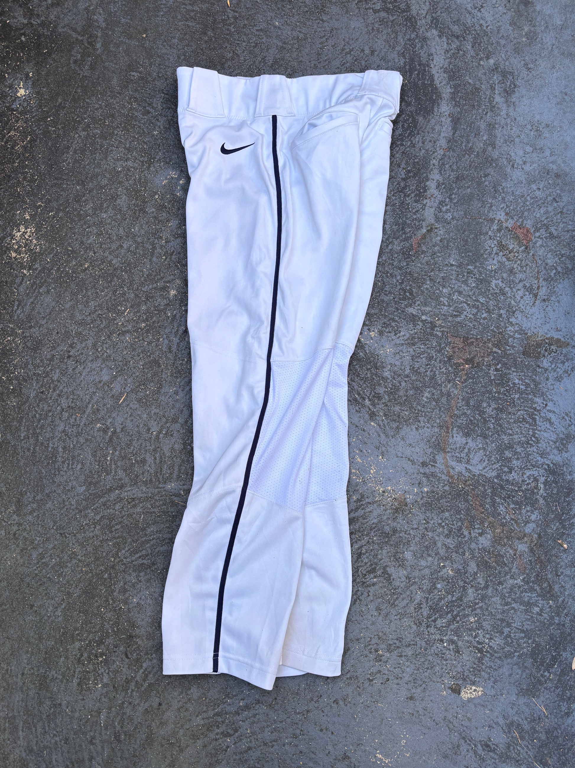 Nike Baseball Pants Women’s Size XS White Navy Detail Button Zip Straight Leg