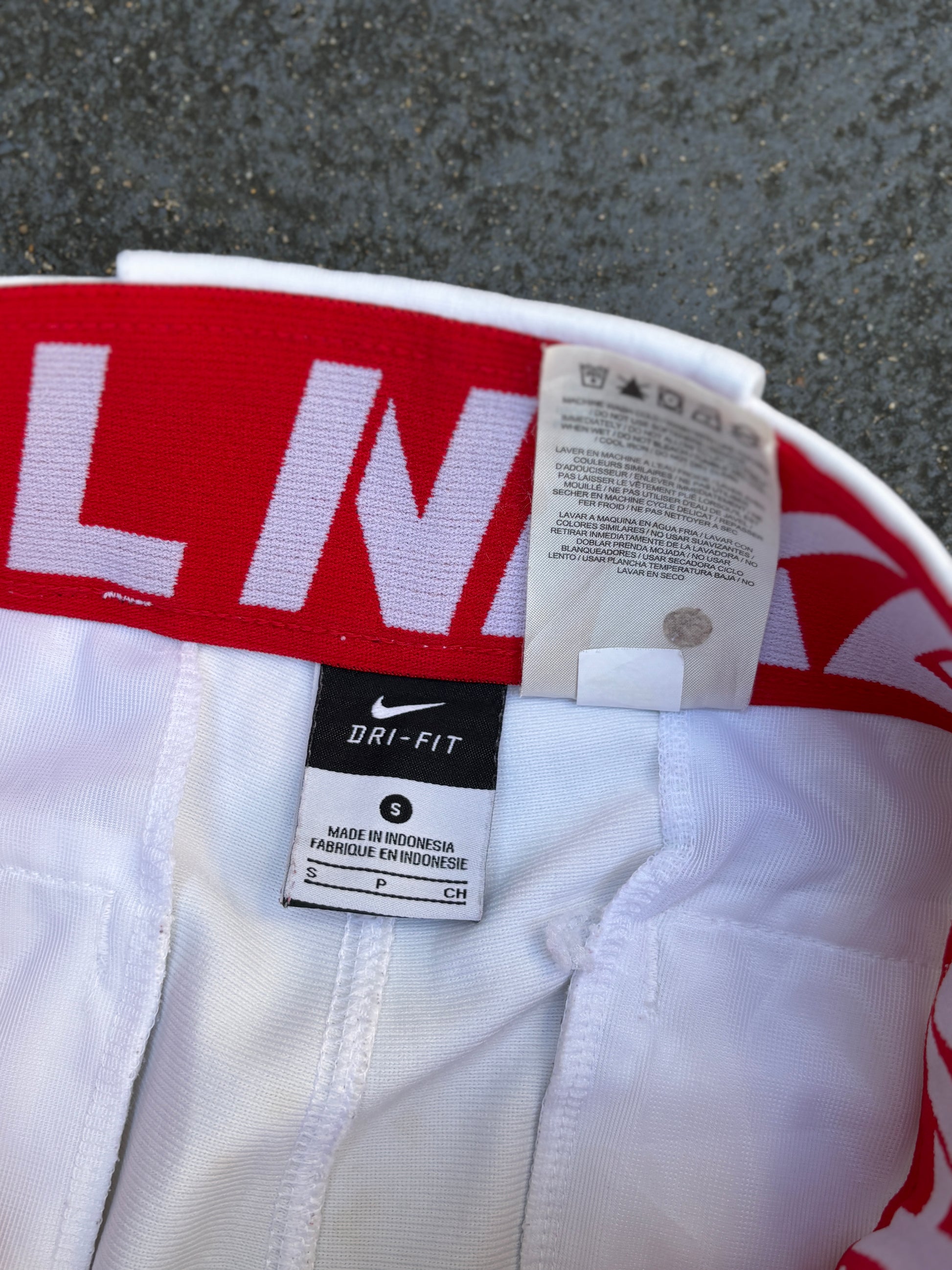 Nike Baseball Pants Size S White Red Detail Straight Leg Button Zip