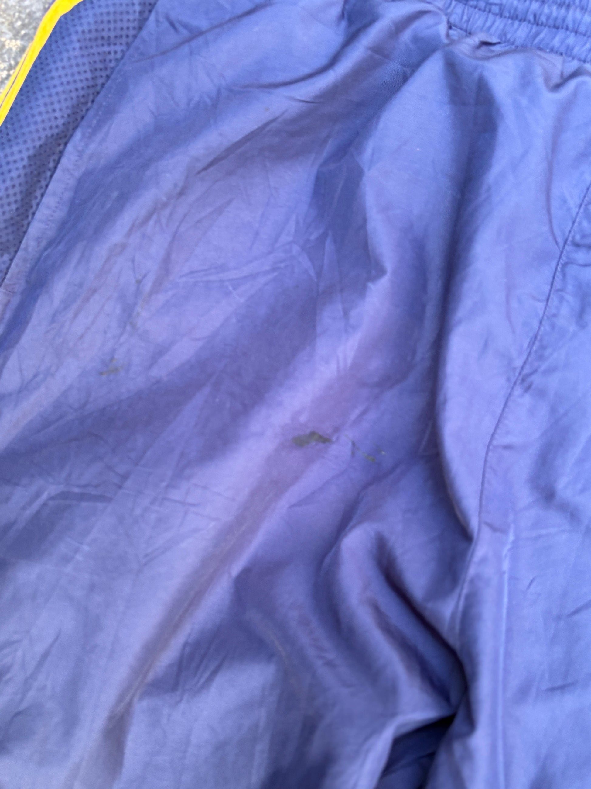 Vintage Y2K Adidas Track Pants Size XL Navy Yellow Logo Wide Leg Windbreaker