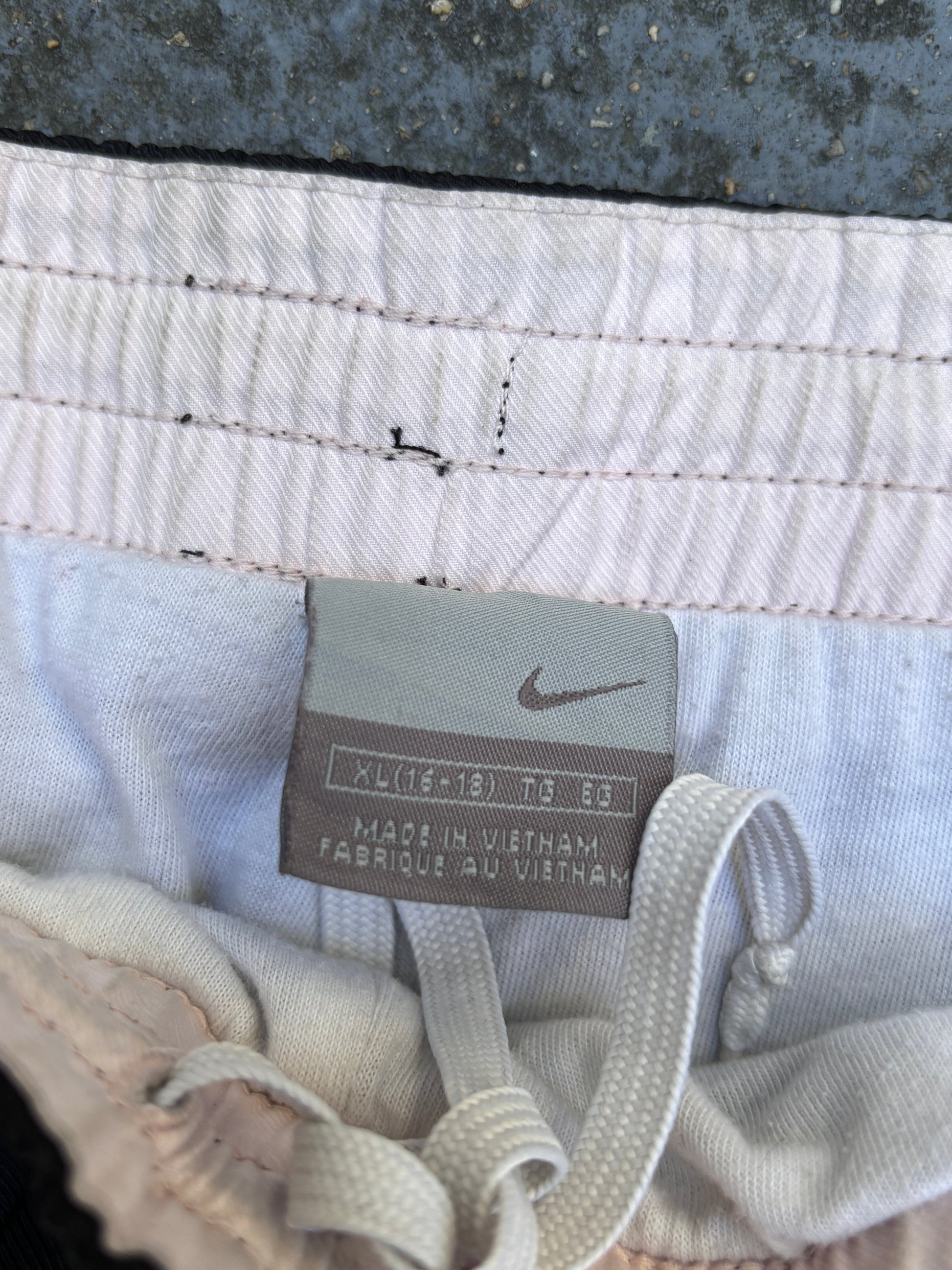 Vintage Y2K Nike Track Pants Women’s Size XL Black White Piping Pink Zip Wide Leg