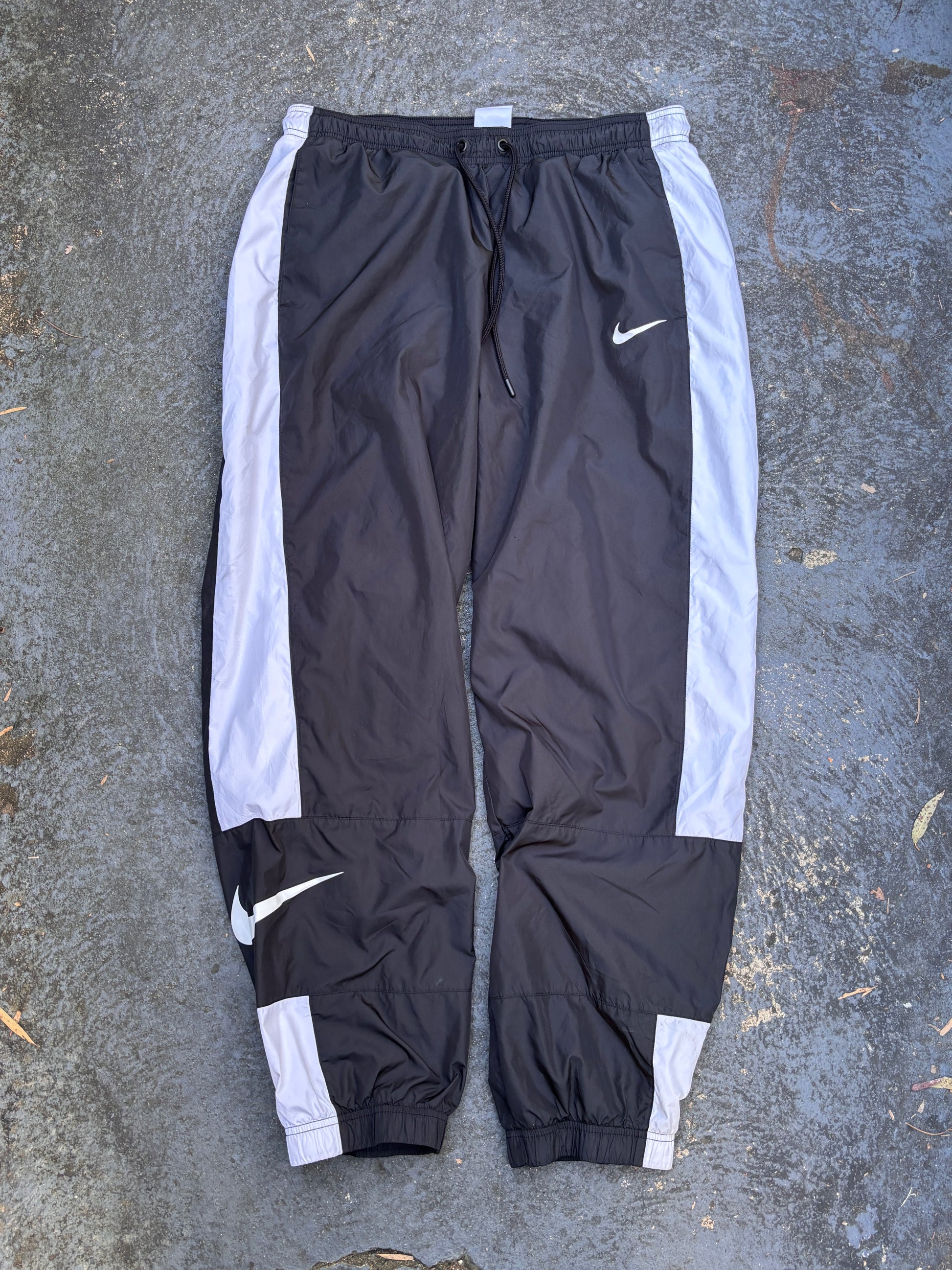 Nike Track Pants Size M Black White Detail Straight Leg Cuffed Ankle
