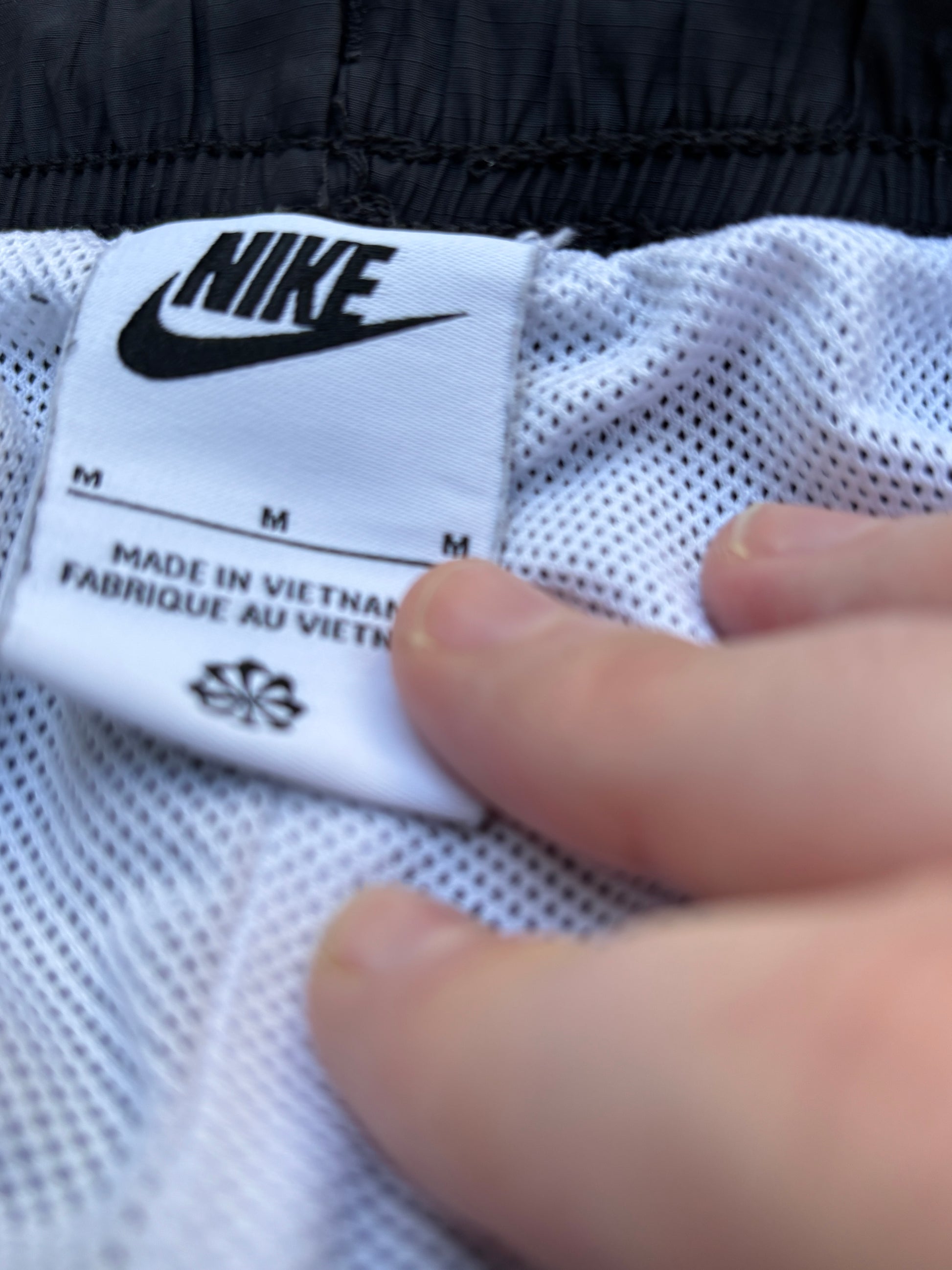 Nike Track Pants Size M Black White Detail Straight Leg Cuffed Ankle