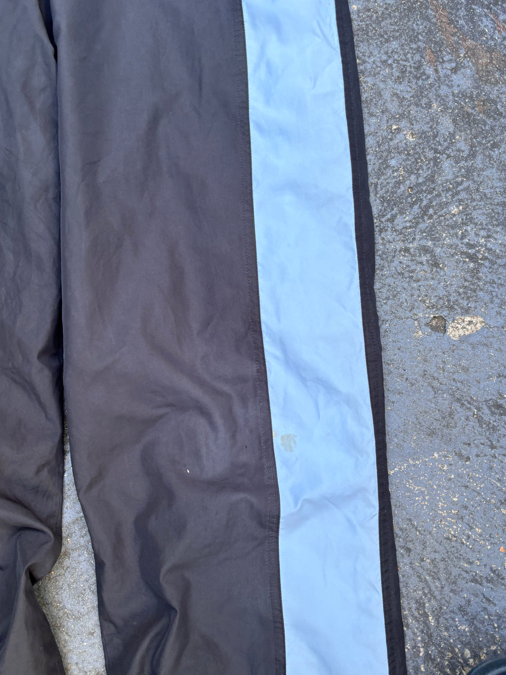 Vintage Y2K Nike Track Pants Women’s Size M Black Blue Detail Wide Leg Bungee Ankle Tab