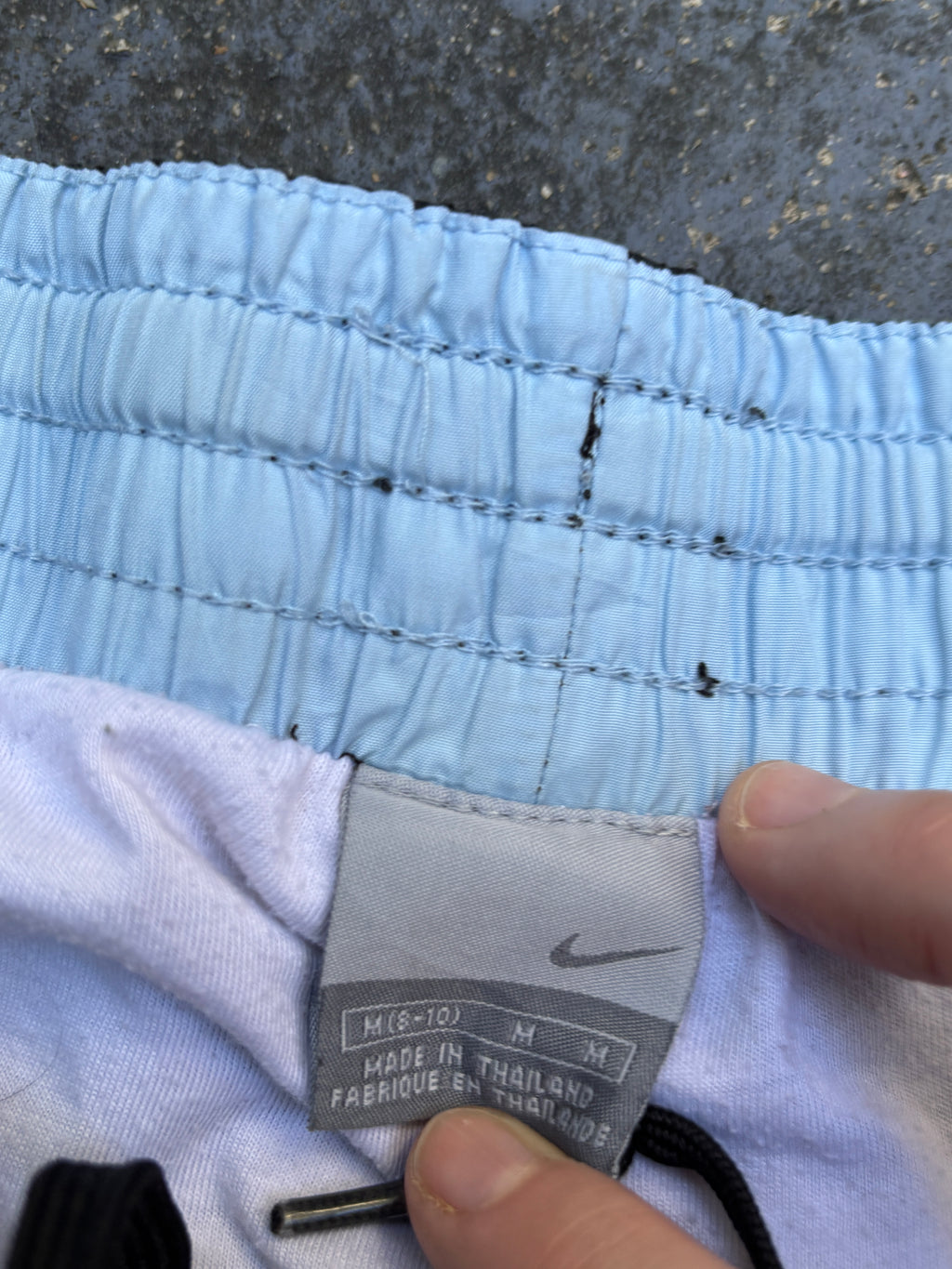 Vintage Y2K Nike Track Pants Women’s Size M Black Blue Detail Wide Leg Bungee Ankle Tab