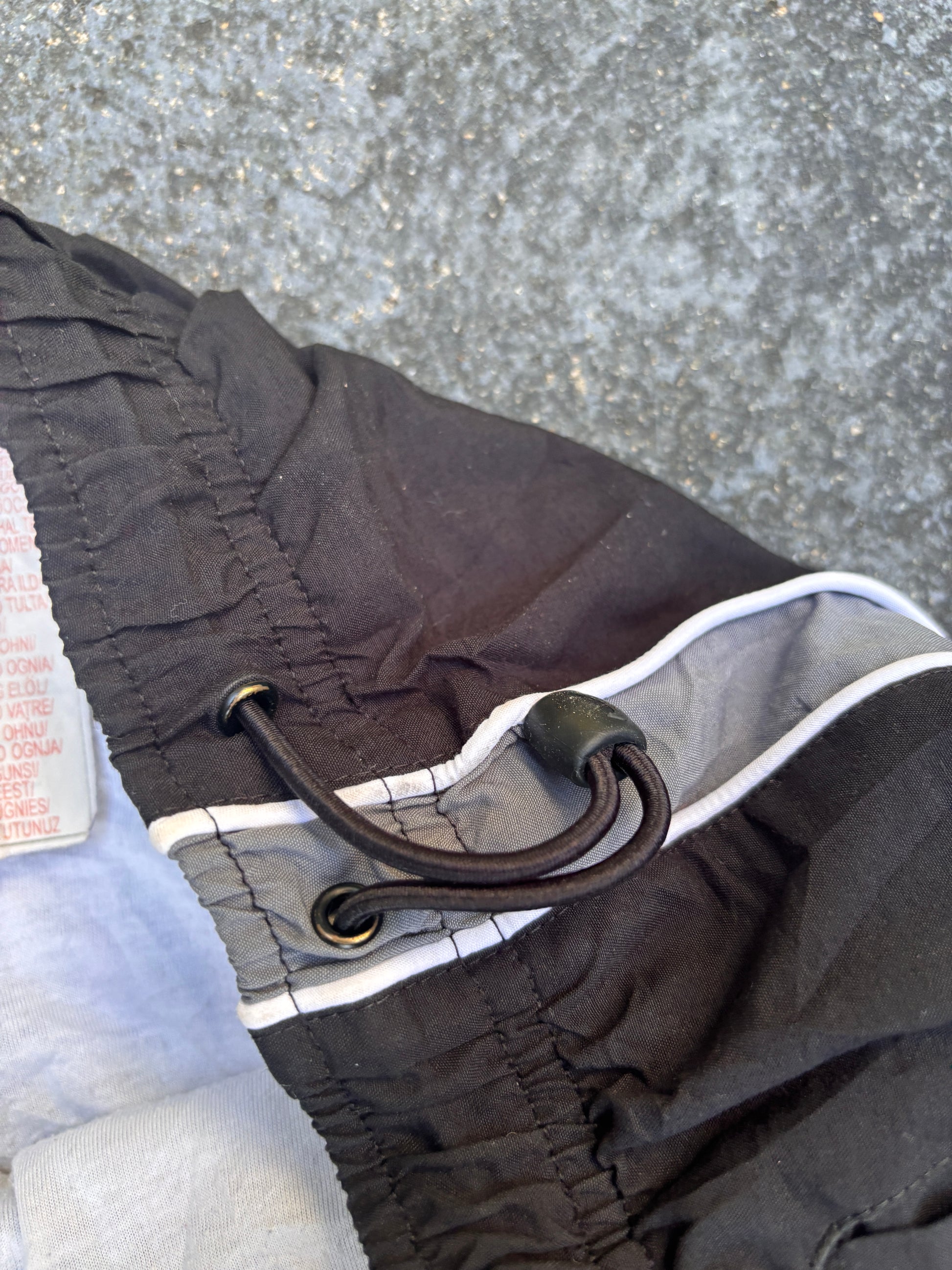 Vintage Y2K Nike Track Pants Size L Black Grey White Detail Wide Leg Ankle Zip