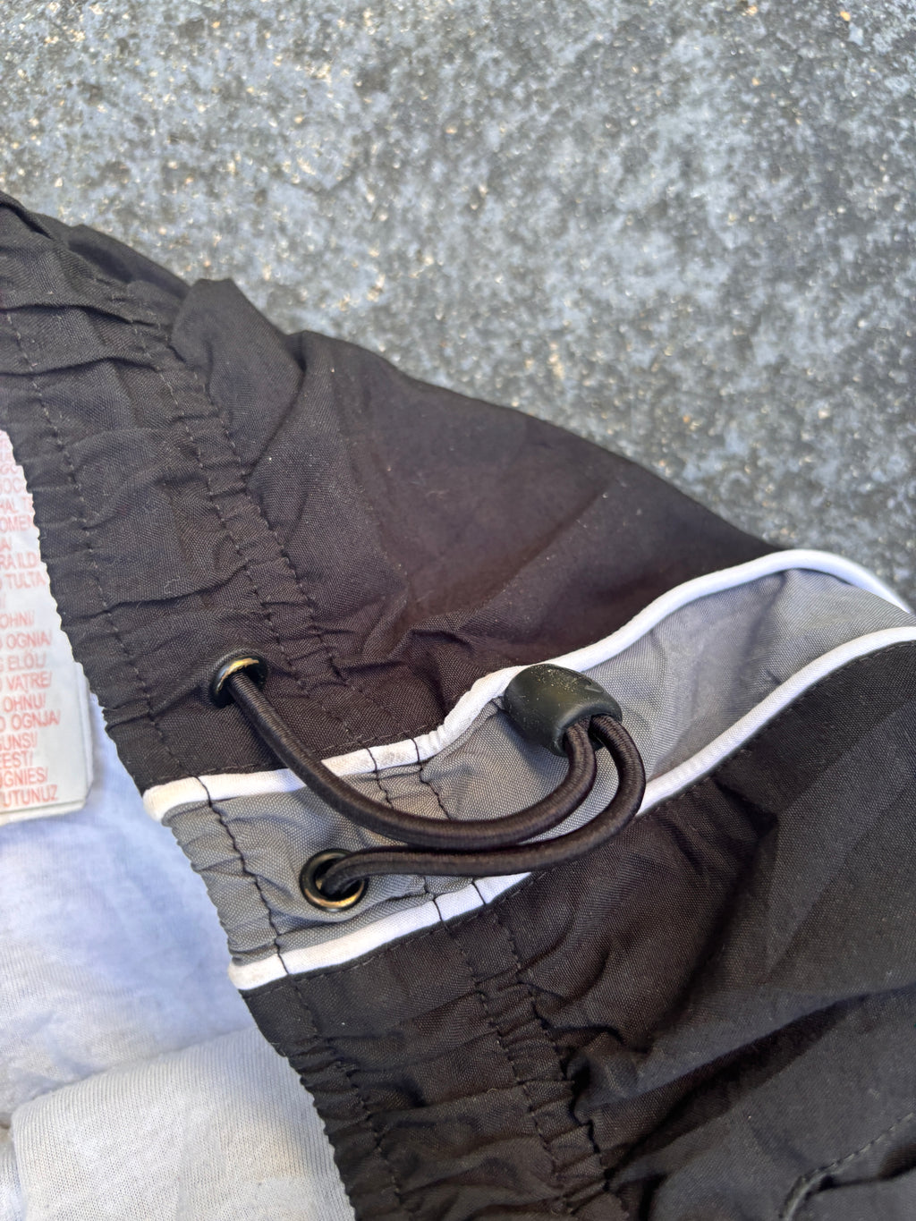 Vintage Y2K Nike Track Pants Size L Black Grey White Detail Wide Leg Ankle Zip