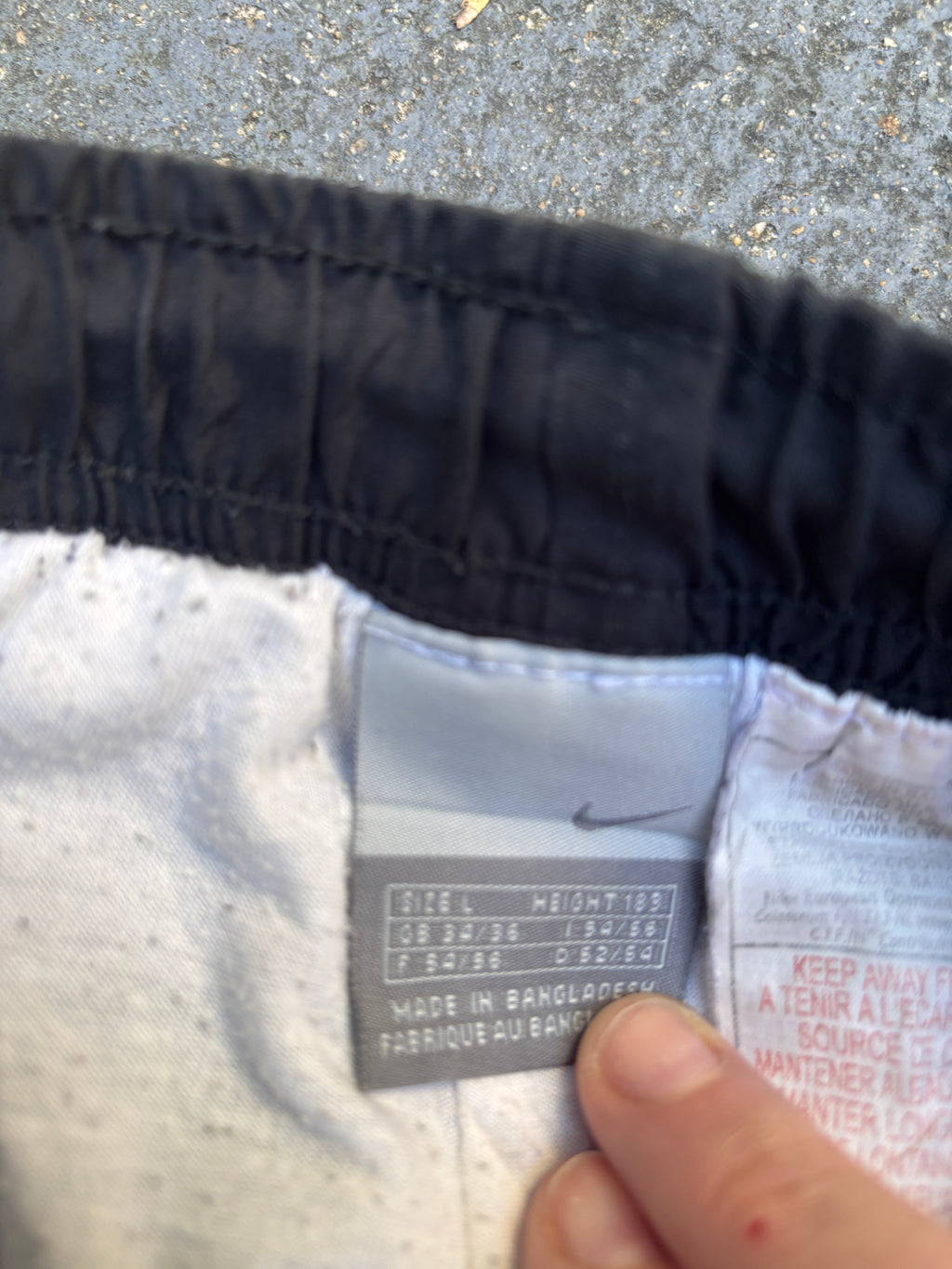 Vintage Y2K Nike Track Pants Size L Black Grey White Detail Wide Leg Ankle Zip