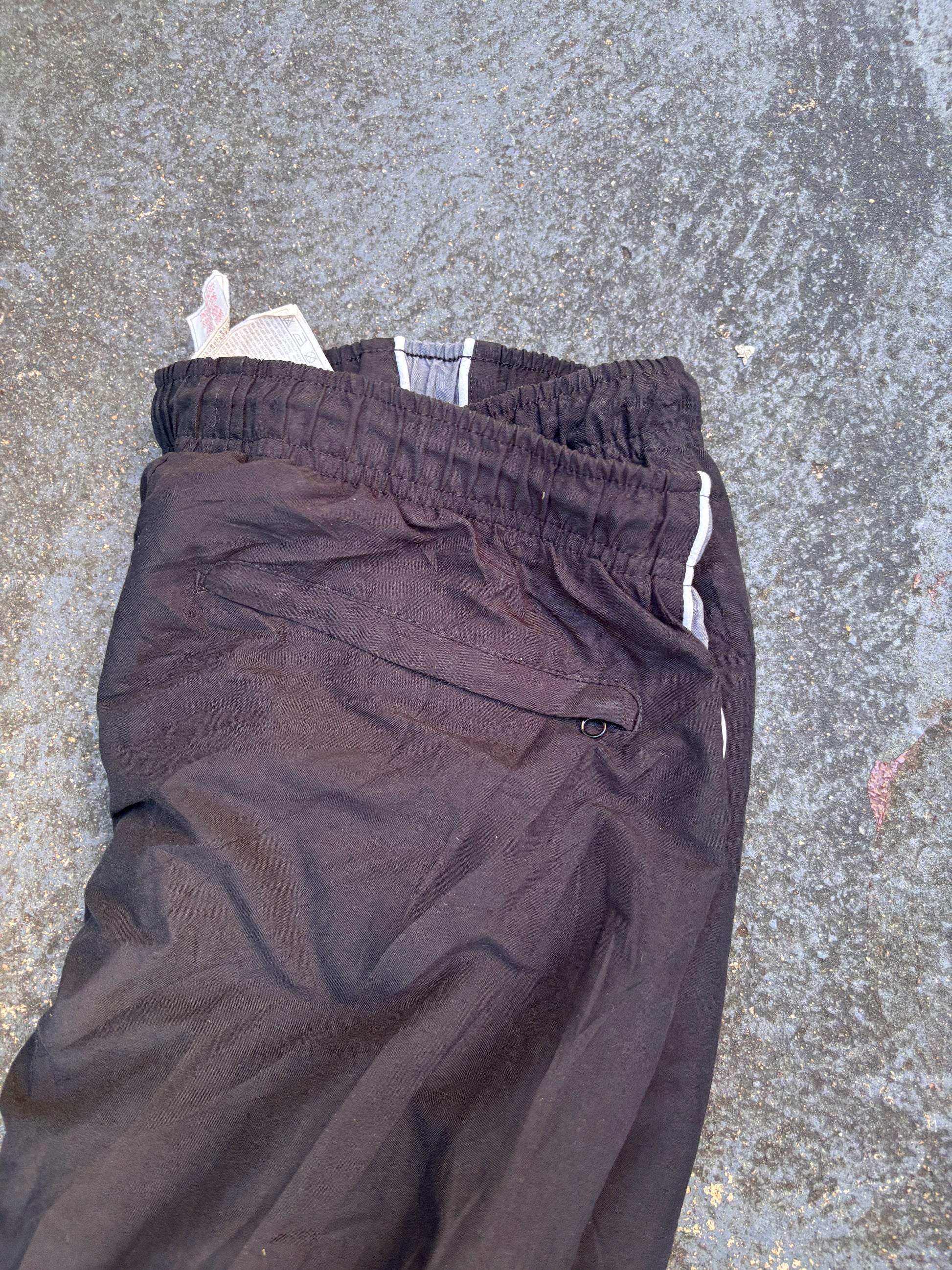 Vintage Y2K Nike Track Pants Size L Black Grey White Detail Wide Leg Ankle Zip