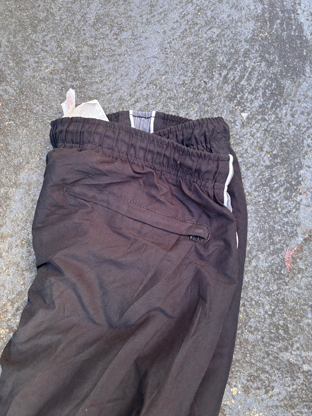 Vintage Y2K Nike Track Pants Size L Black Grey White Detail Wide Leg Ankle Zip