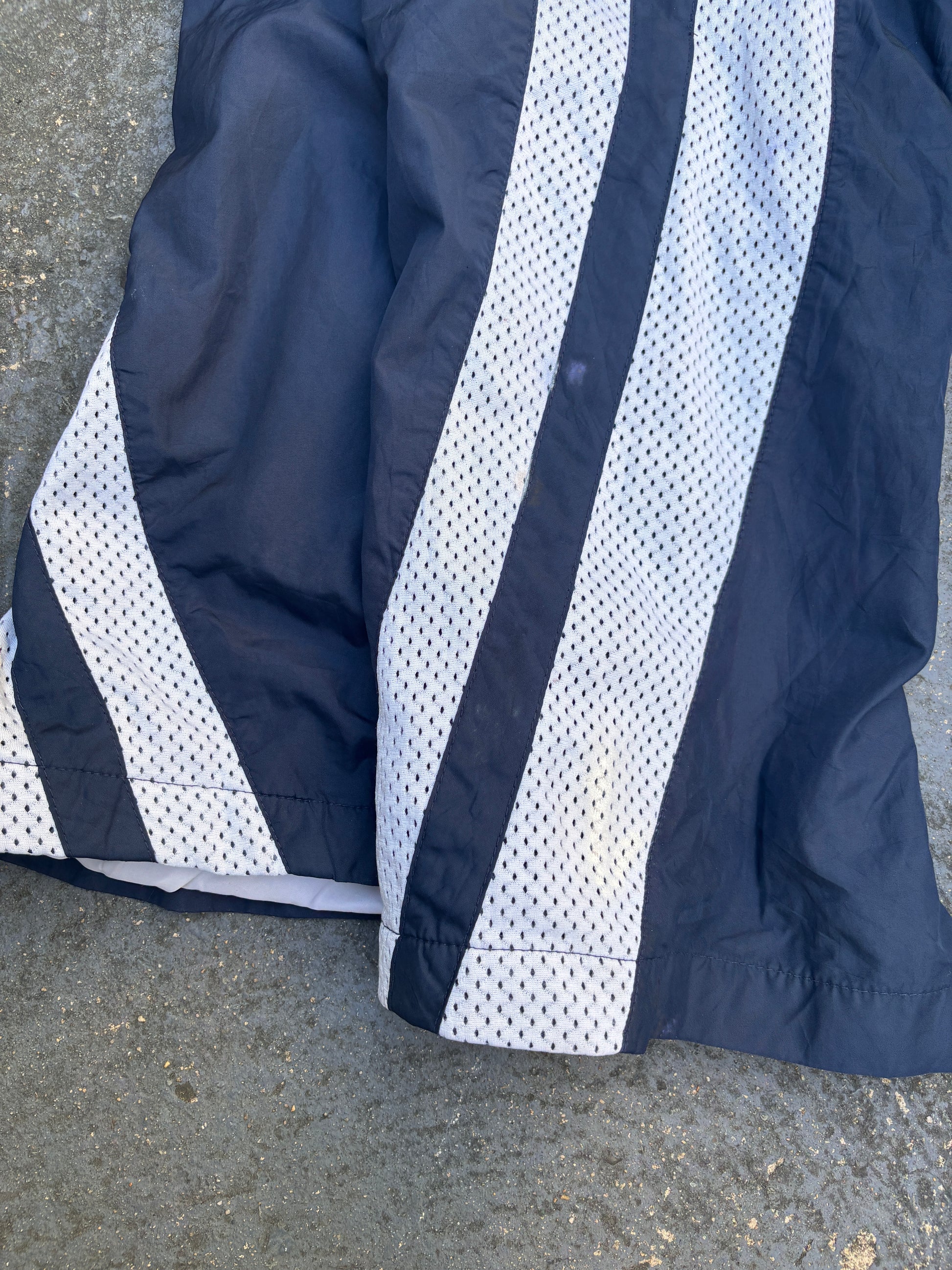 Vintage Y2K Nike Track Pants Size M Navy White Mesh Panels Wide Leg Windbreakers