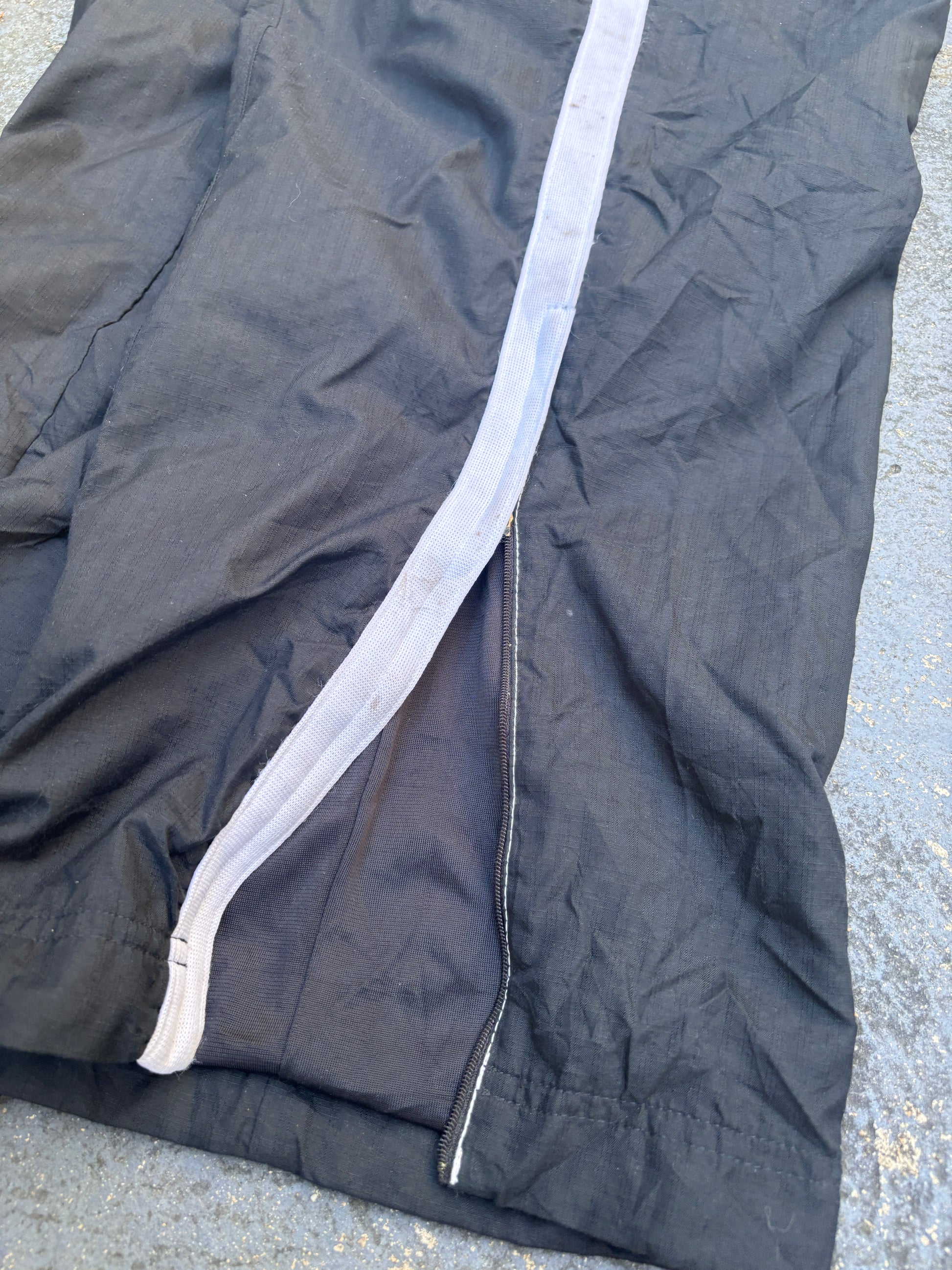 Vintage 90s Nike Jordan Track Pants Size XL Black White Panel Jump Man Wide Leg Ankle Zip