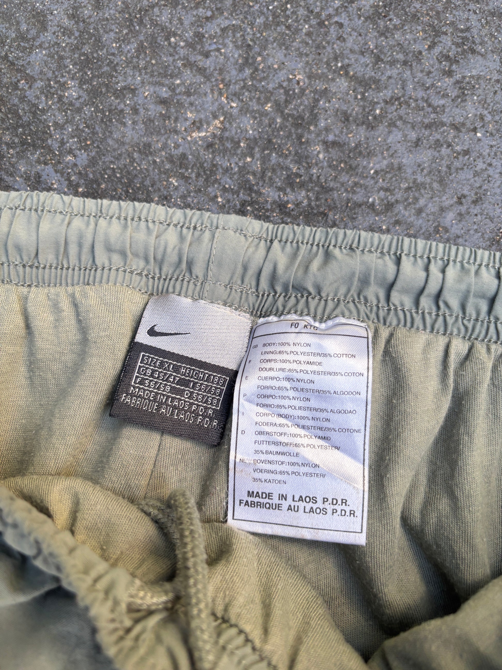 Vintage Y2K Nike Track Pants Size XL Green Dark Green Swoosh Wide Leg Windbreaker