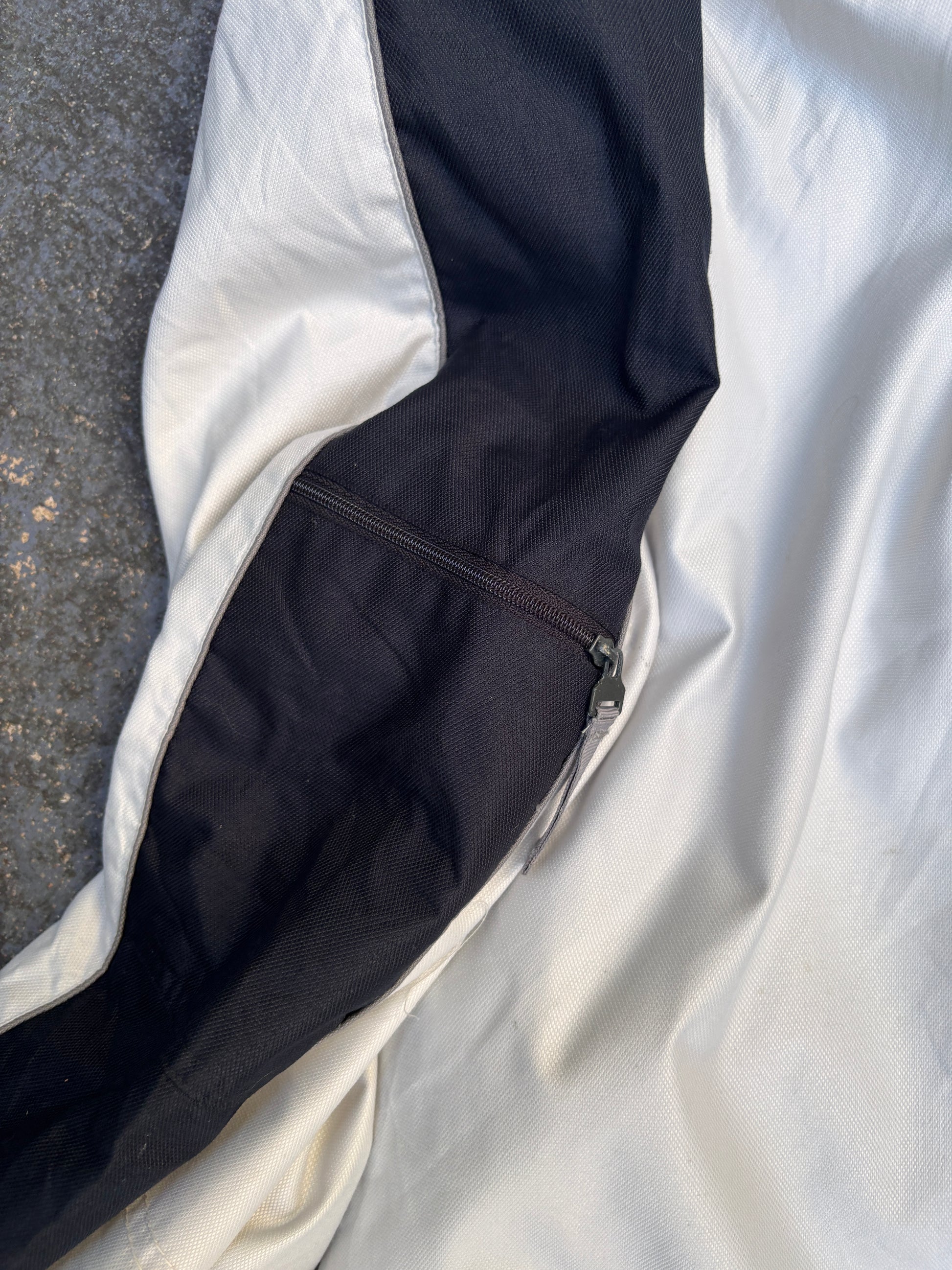 Vintage Y2K Nike Cargo Track Pants Size XL Light Grey Navy Detail Hiking Style Wide Leg