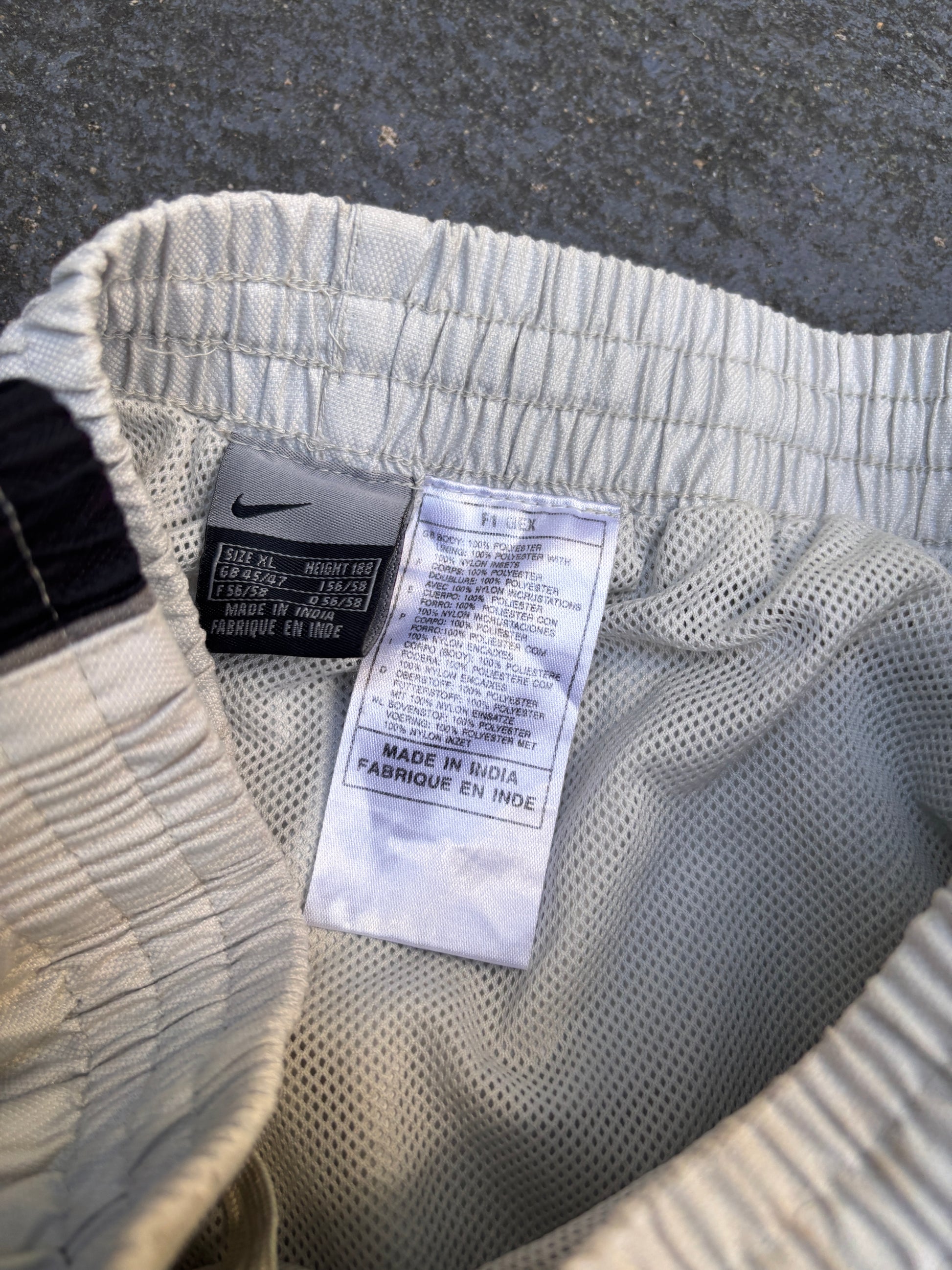 Vintage Y2K Nike Cargo Track Pants Size XL Light Grey Navy Detail Hiking Style Wide Leg