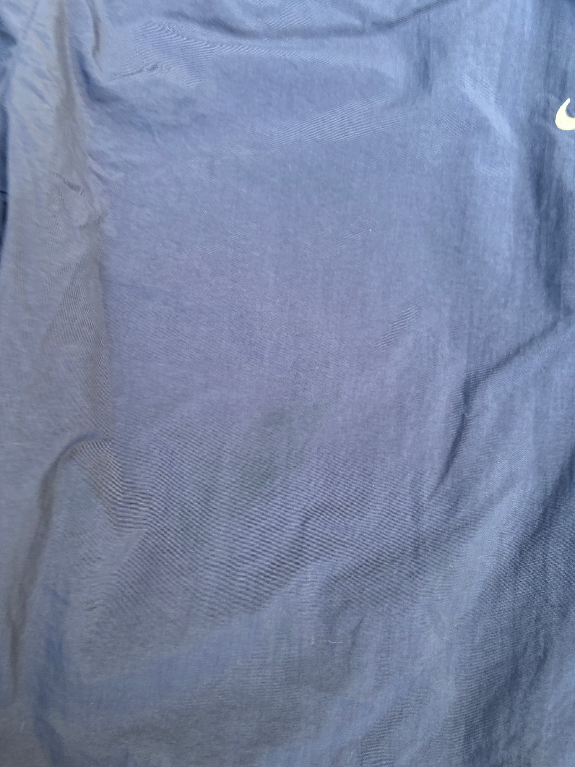 Vintage 90s Nike Track Pants Size L Navy White Swoosh Wide Leg Ankle Zip