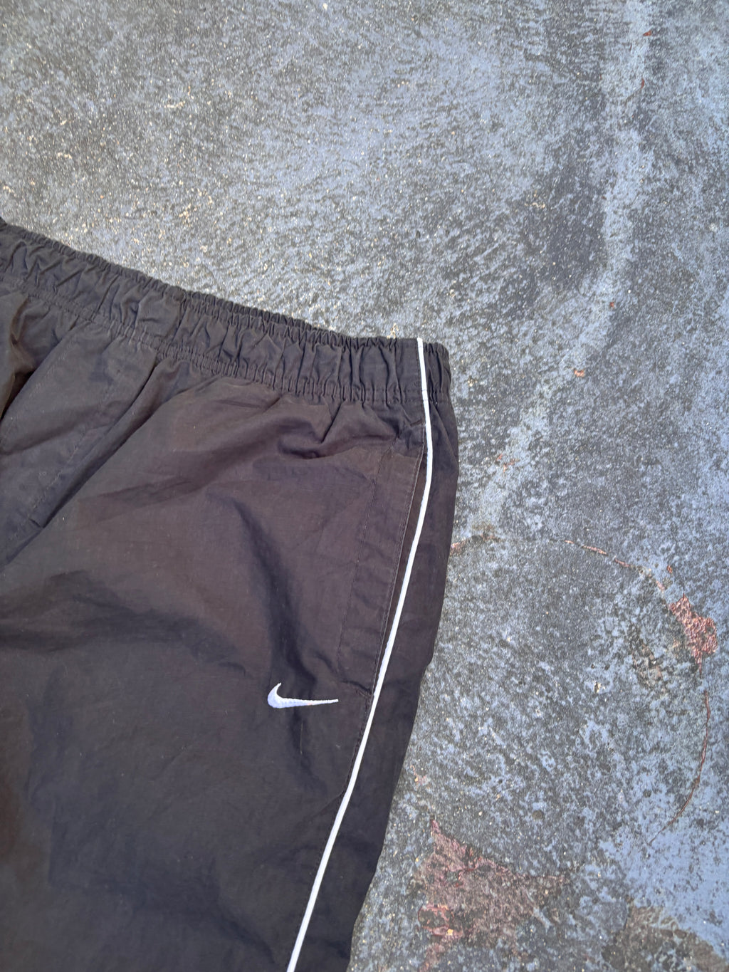Vintage Y2K Nike Track Pants Size L Black White Piping Wide Leg Ankle Swoosh