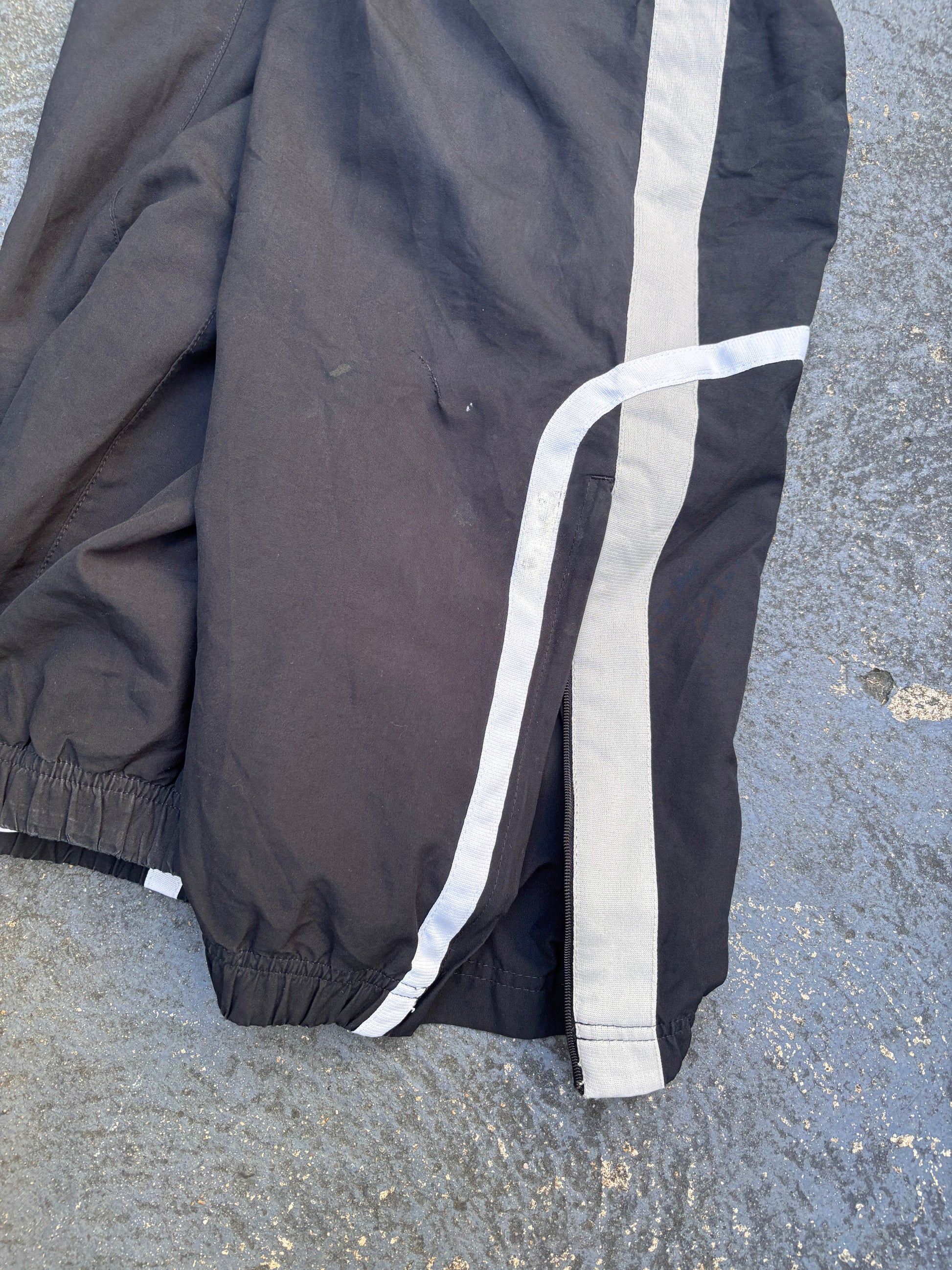 Vintage Y2K Nike Track Pants Size L Black White Grey Detail Wide Leg Ankle Zip