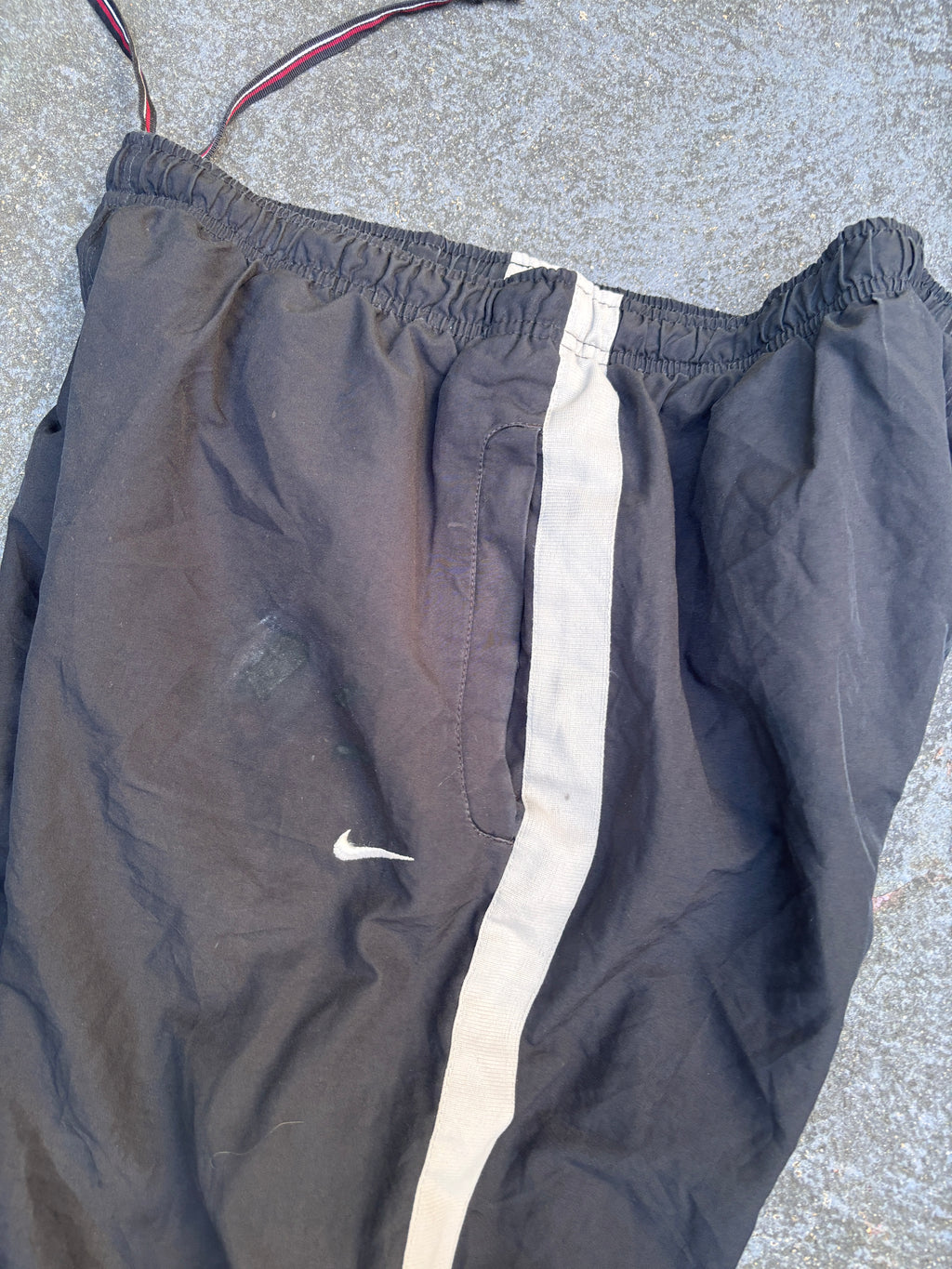 Vintage Y2K Nike Track Pants Size L Black White Grey Detail Wide Leg Ankle Zip
