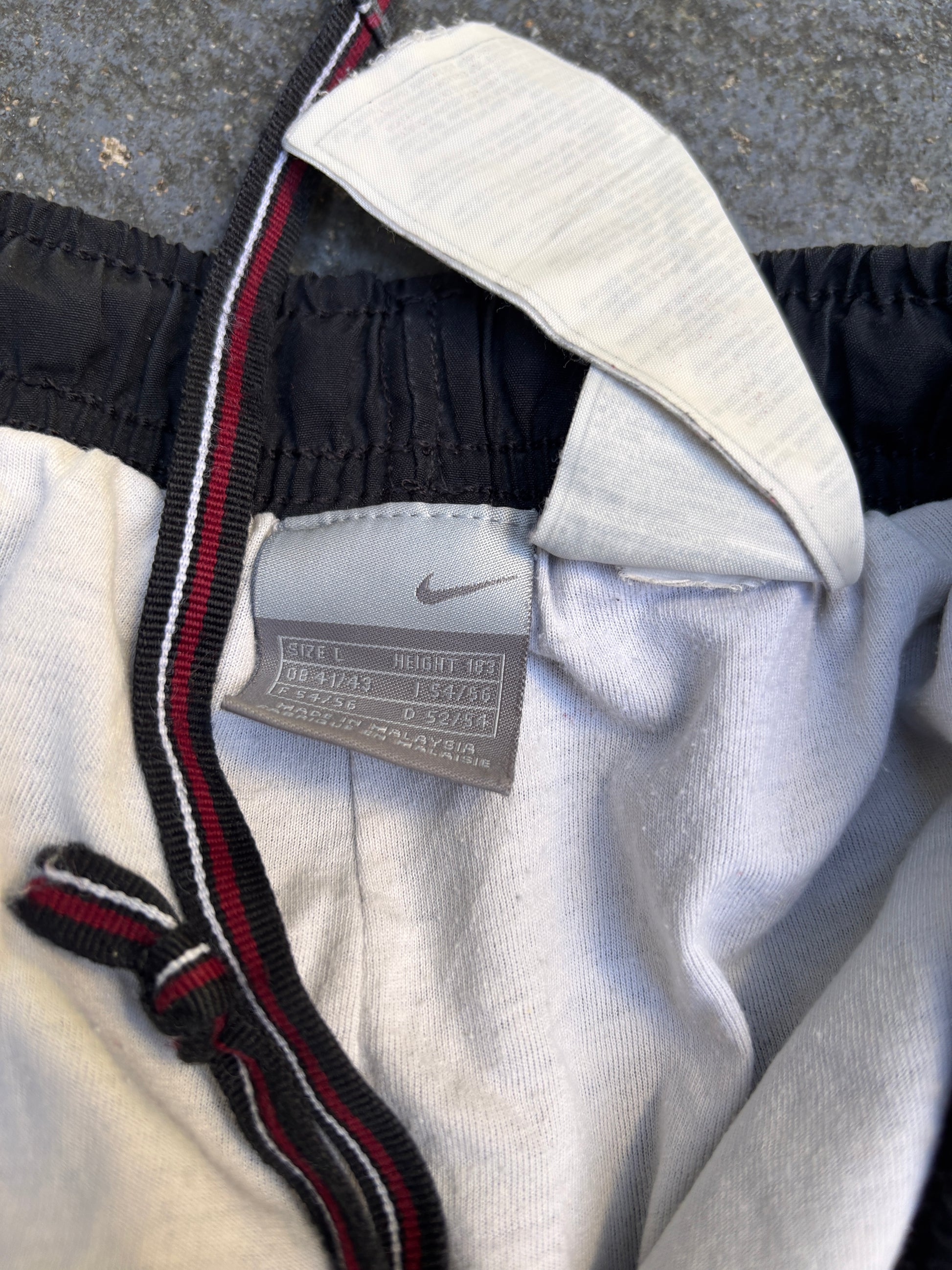 Vintage Y2K Nike Track Pants Size L Black White Grey Detail Wide Leg Ankle Zip