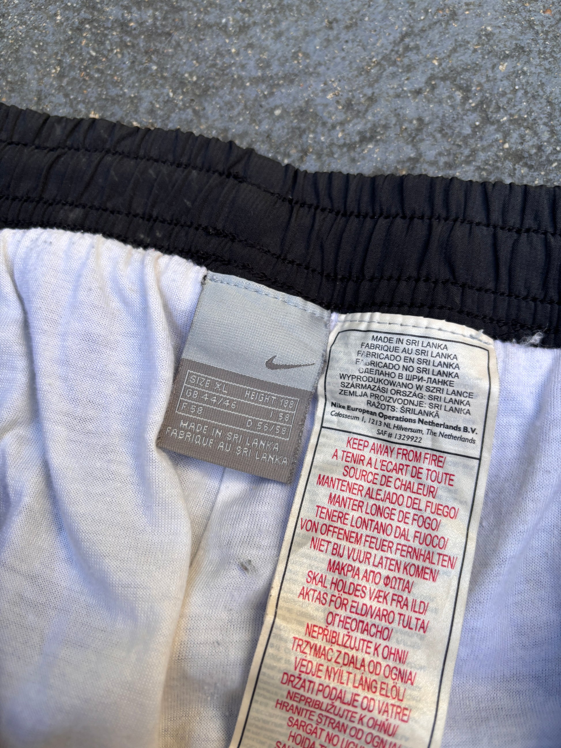 Vintage Y2K Nike Track Pants Size XL Black Red Piping Wide Leg Ankle Zip Bungee Ties