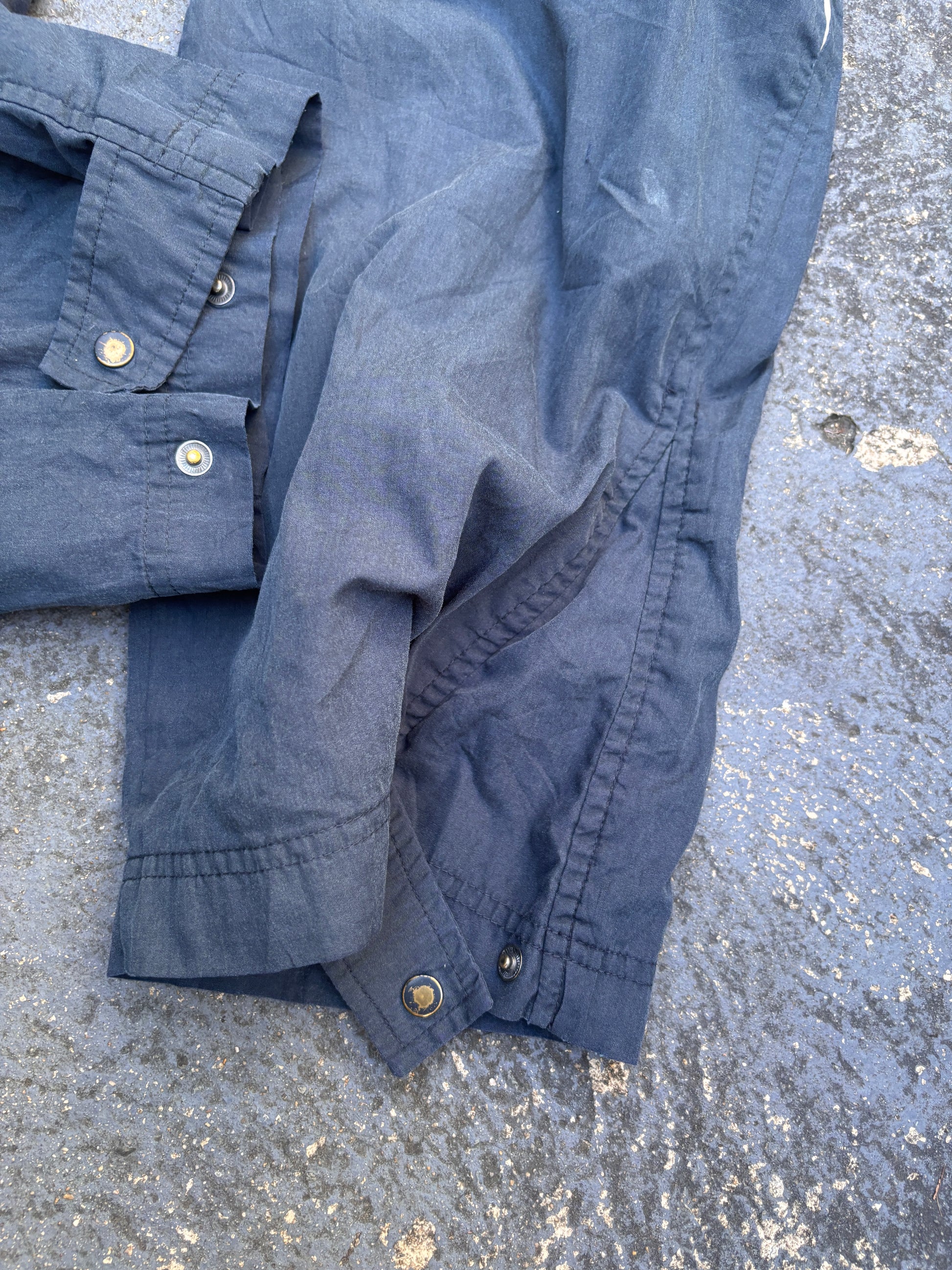 Vintage Y2K Nike Track Pants Size M Navy Grey Side Detail Badge Ankle Button