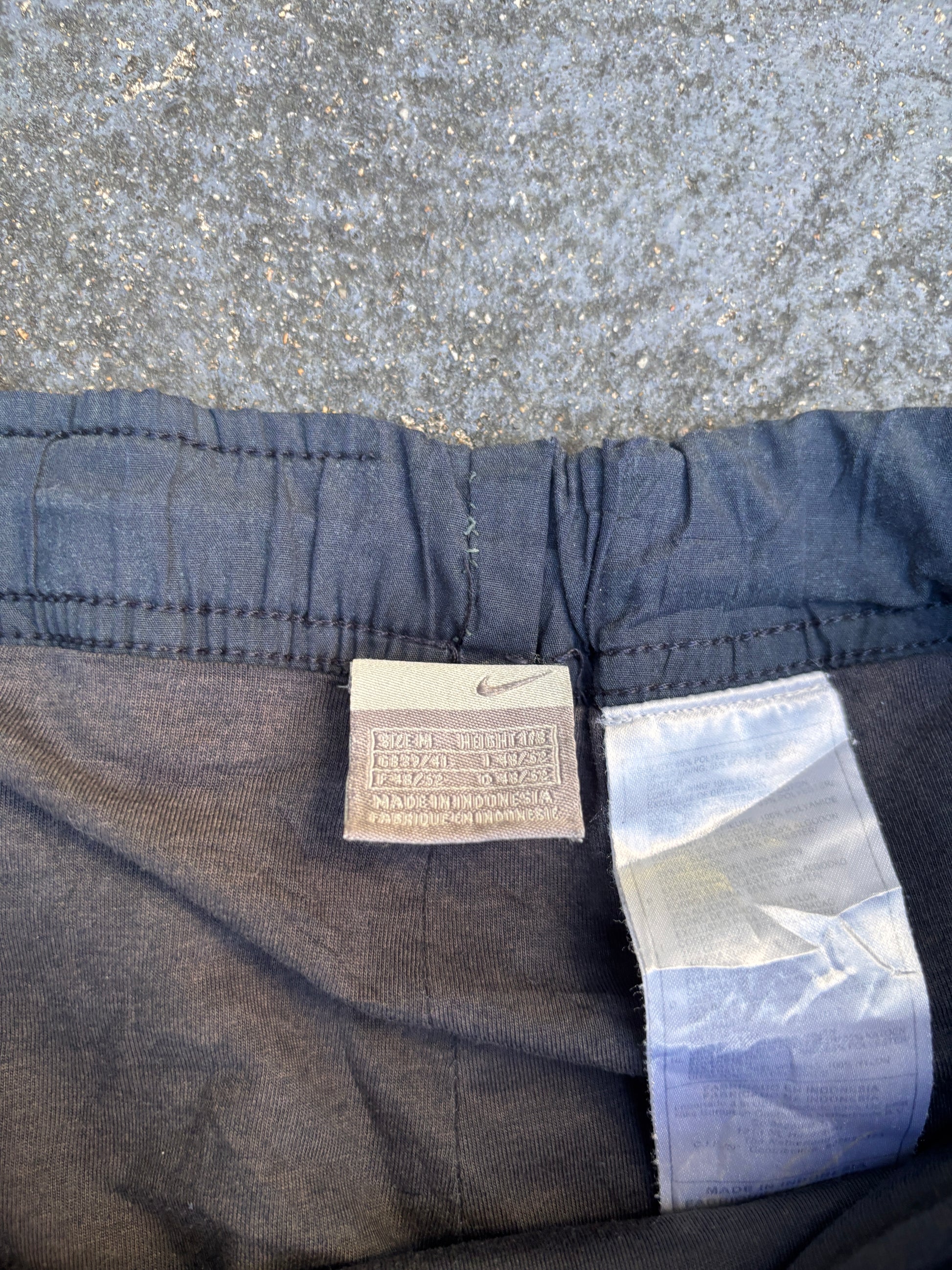 Vintage Y2K Nike Track Pants Size M Navy Grey Side Detail Badge Ankle Button