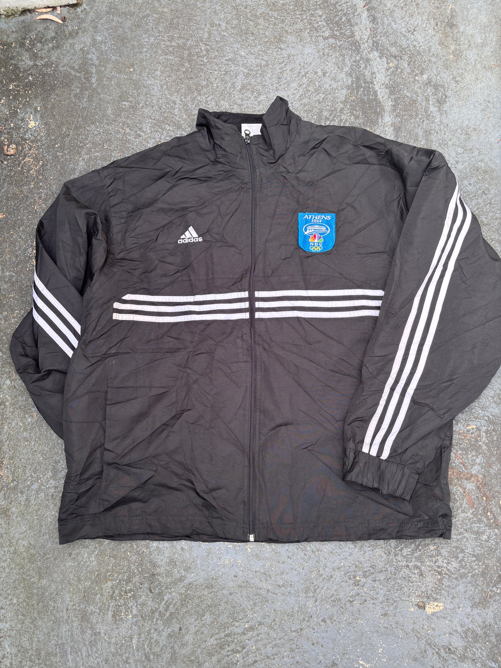 Vintage Y2K Adidas Jacket Size M Black 04 Athens Olympics NBC Nylon Windbreaker