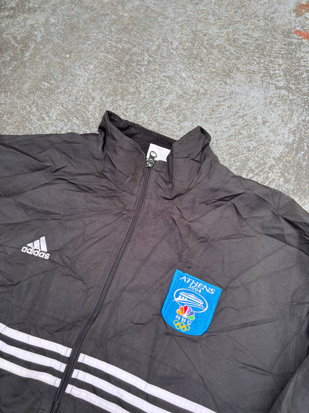 Vintage Y2K Adidas Jacket Size M Black 04 Athens Olympics NBC Nylon Windbreaker