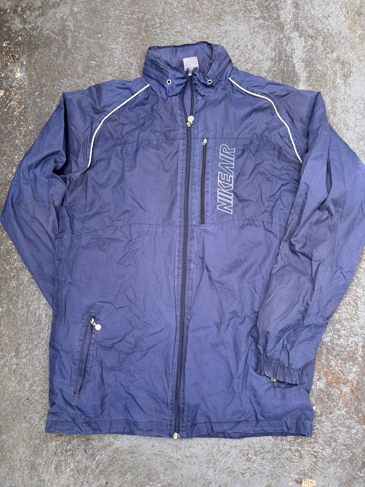 Vintage Y2K Nike Air Jacket Size XL Navy Spell Out Nylon Full Zip Windbreaker