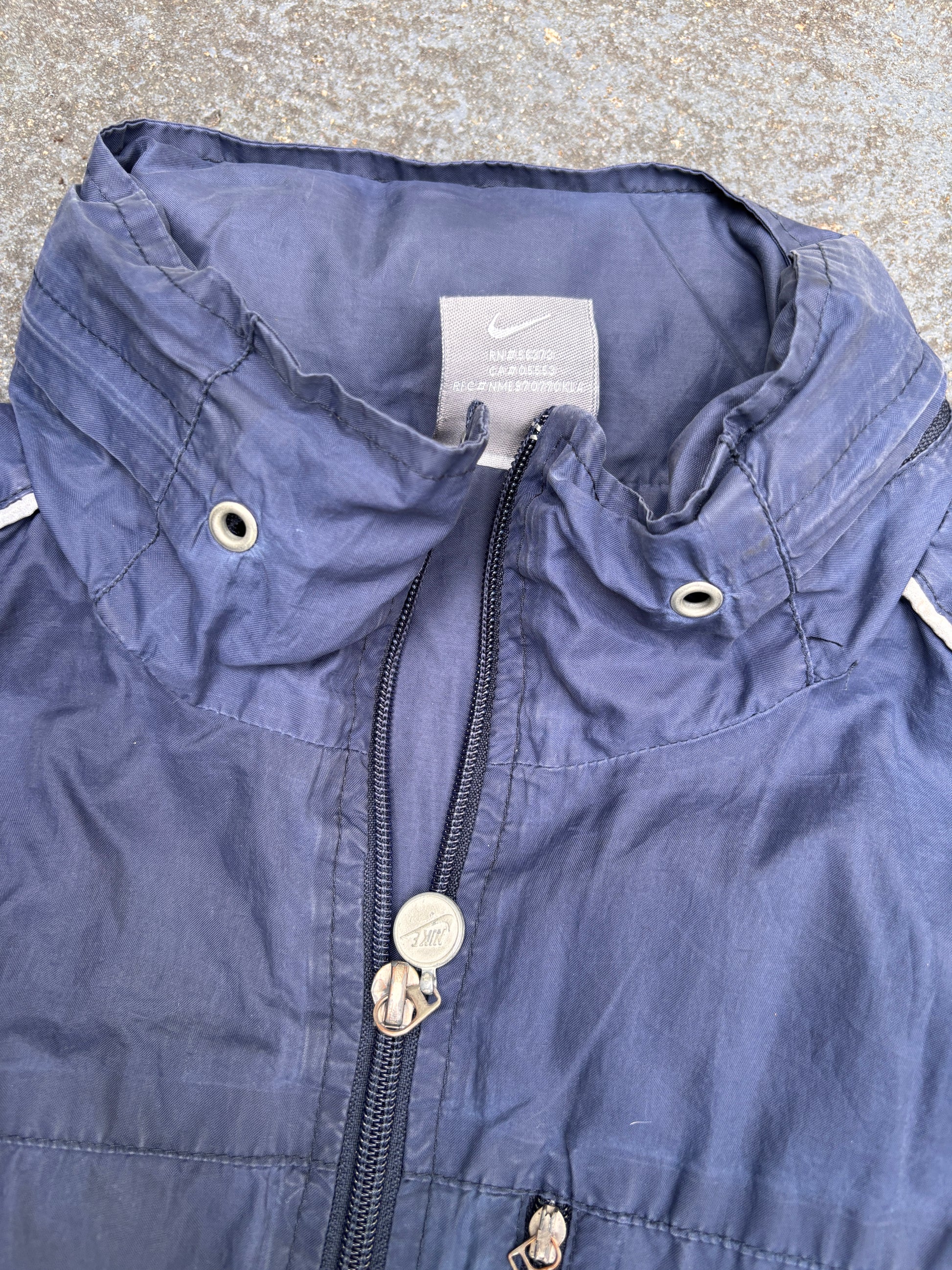 Vintage Y2K Nike Air Jacket Size XL Navy Spell Out Nylon Full Zip Windbreaker