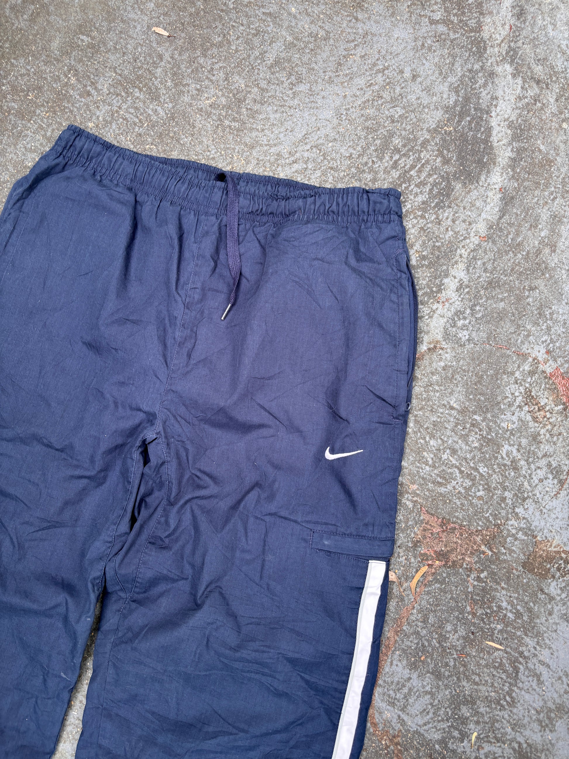 Vintage Y2K Nike Cargo Track Pants Size S Navy White Detail Windbreakers