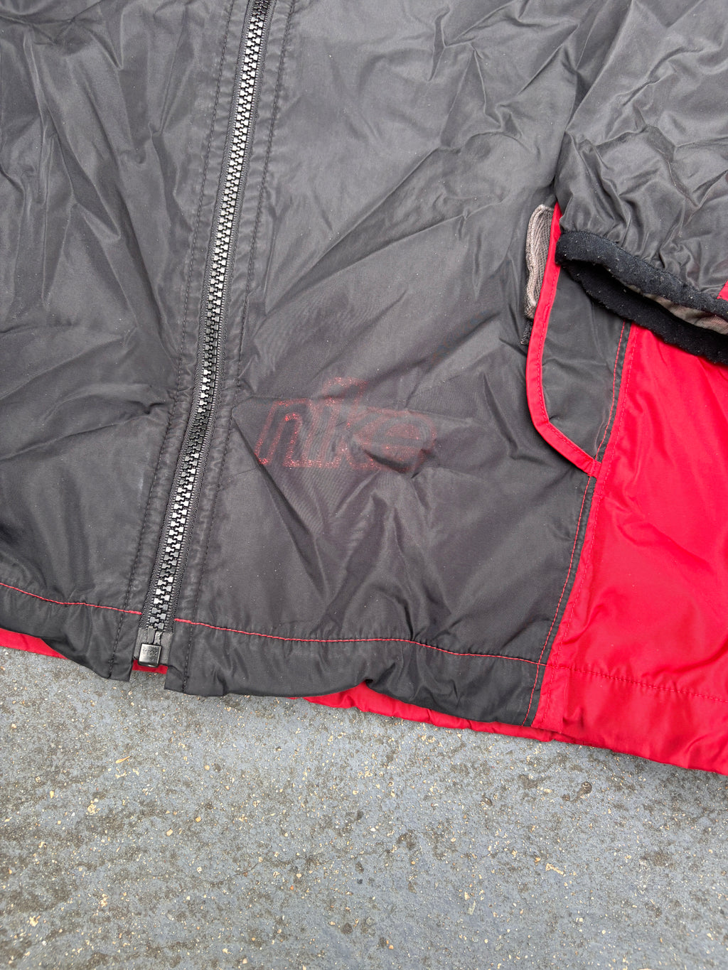 Vintage 90s Nike Jacket Womens M Red Black Swoosh Nylon Windbreaker