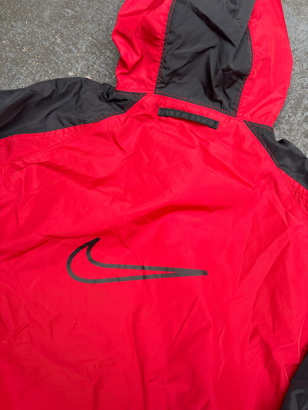 Vintage 90s Nike Jacket Womens M Red Black Swoosh Nylon Windbreaker