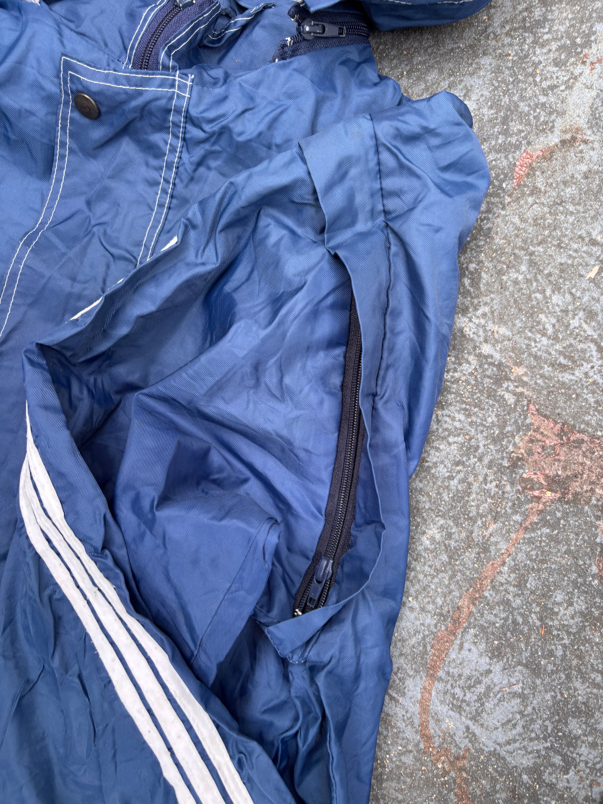 Vintage 90s Adidas Equiptment Jacket Size M Navy White Large Logo Nylon Zip Off Windbreaker