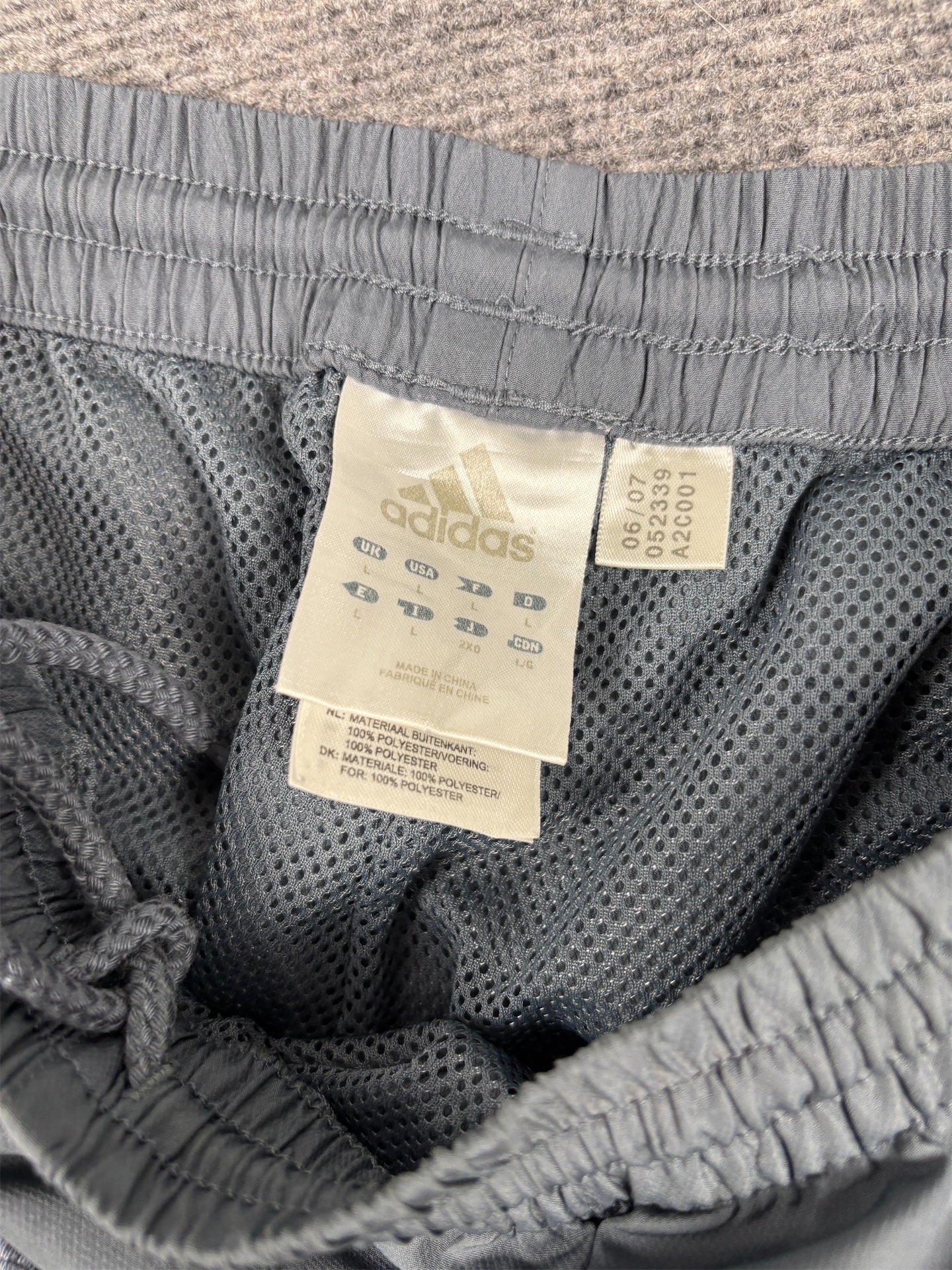 Vintage Y2K Adidas Track Pants Men's L Grey White Piping Bungee Tabs Joggers Wide Leg