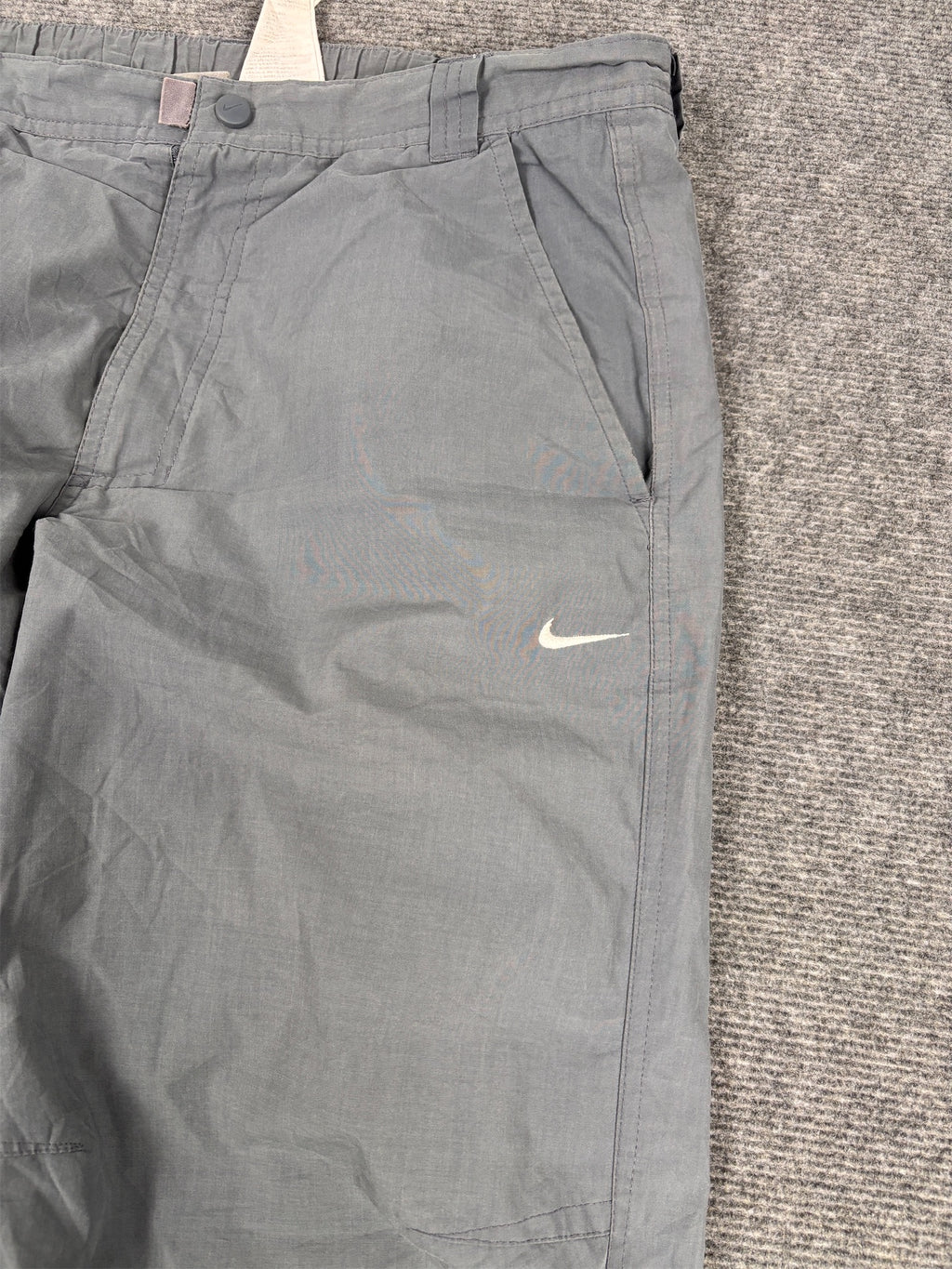 Vintage Y2K Nike Track Pants Women's XL Grey White Swoosh Hiking Style Trousers Straight Leg