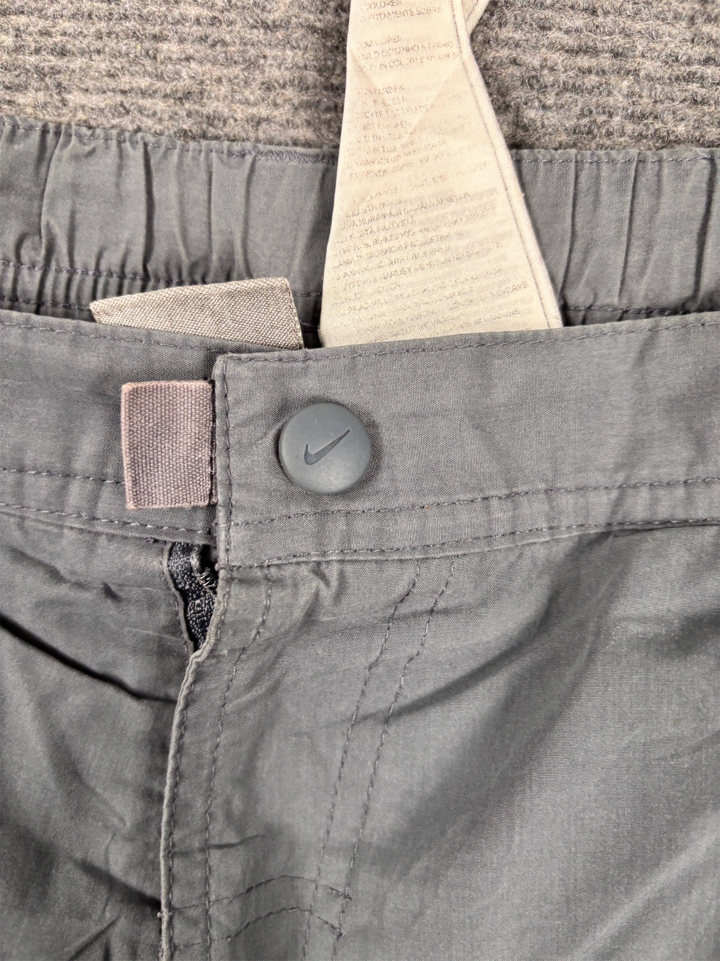 Vintage Y2K Nike Track Pants Women's XL Grey White Swoosh Hiking Style Trousers Straight Leg