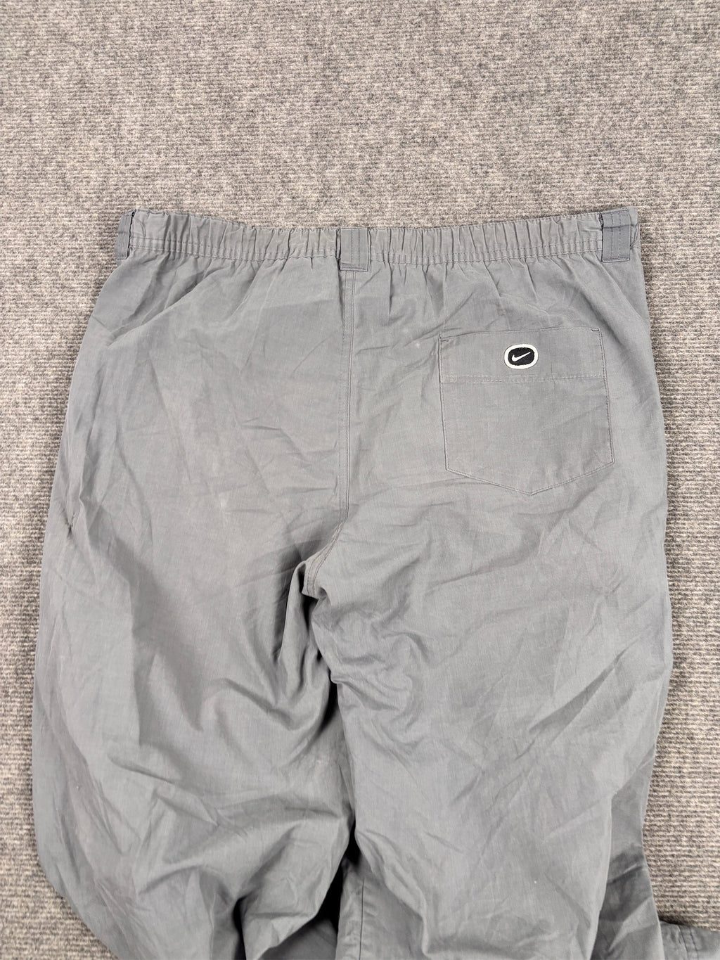 Vintage Y2K Nike Track Pants Women's XL Grey White Swoosh Hiking Style Trousers Straight Leg