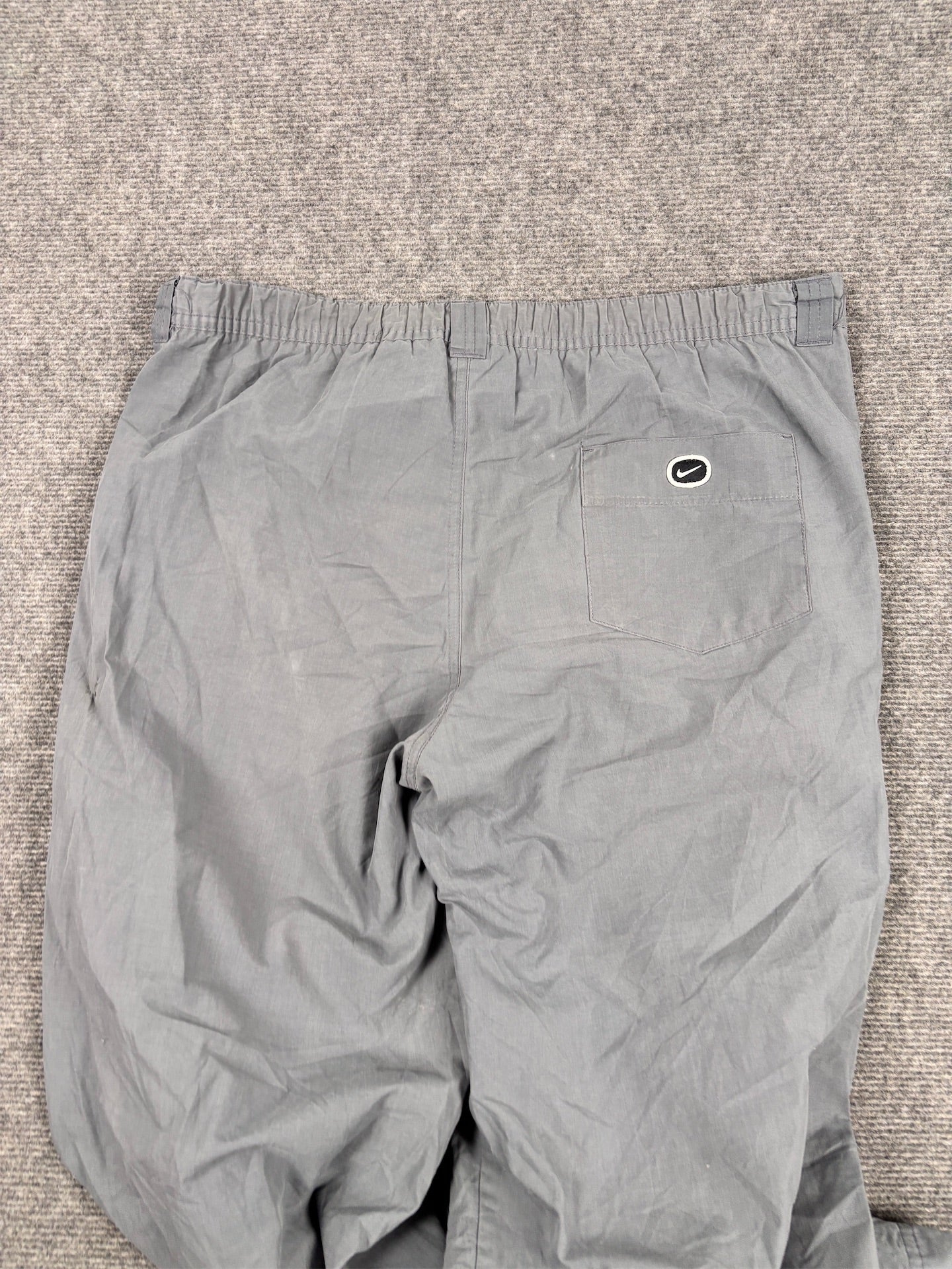 Vintage Y2K Nike Track Pants Women's XL Grey White Swoosh Hiking Style Trousers Straight Leg