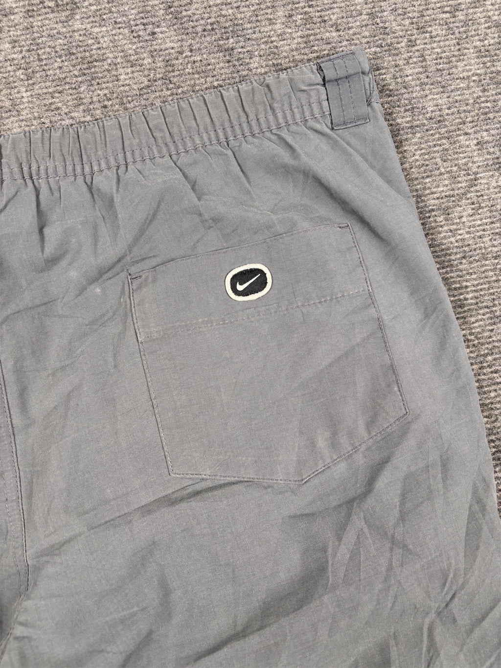 Vintage Y2K Nike Track Pants Women's XL Grey White Swoosh Hiking Style Trousers Straight Leg