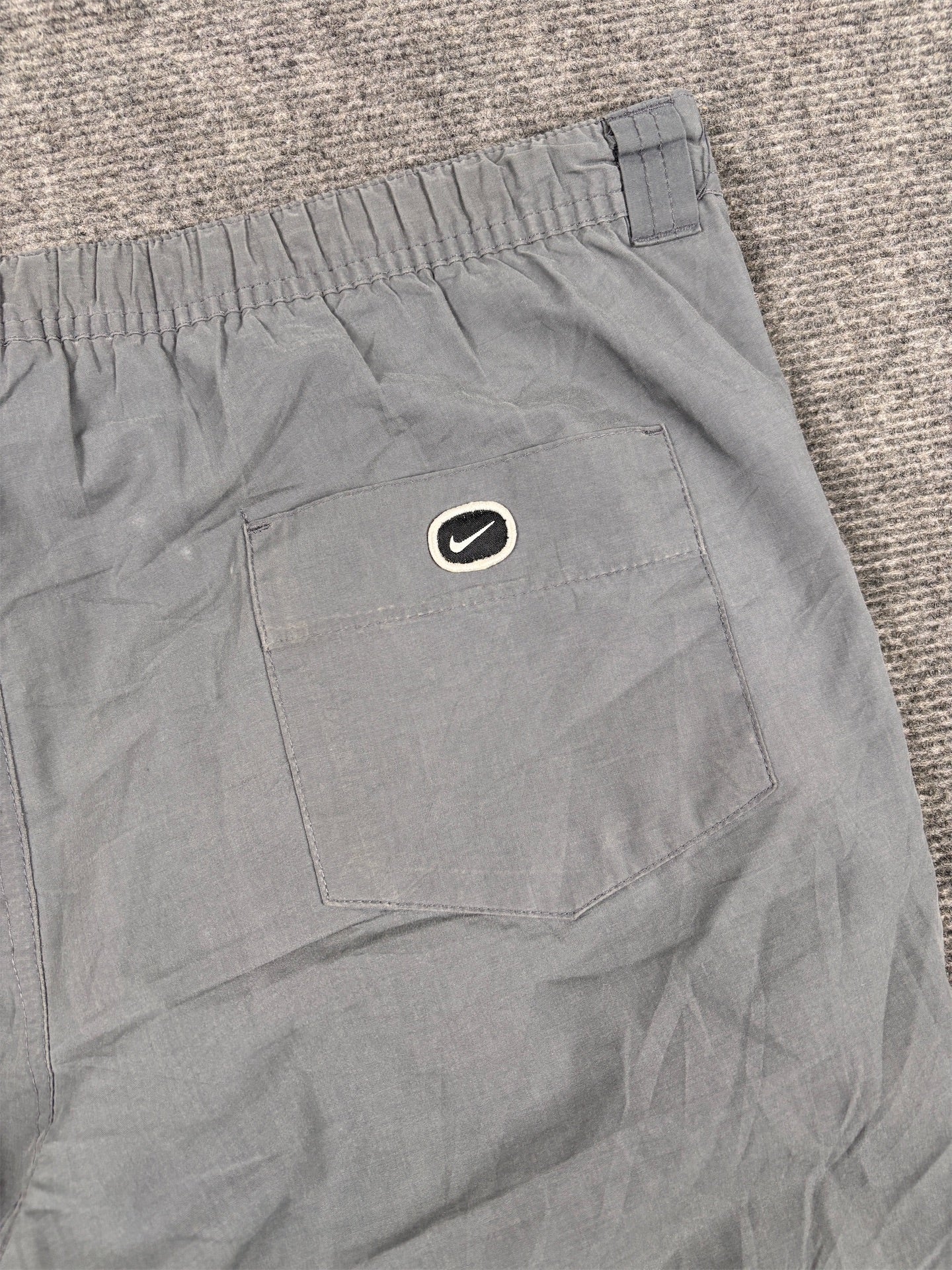 Vintage Y2K Nike Track Pants Women's XL Grey White Swoosh Hiking Style Trousers Straight Leg