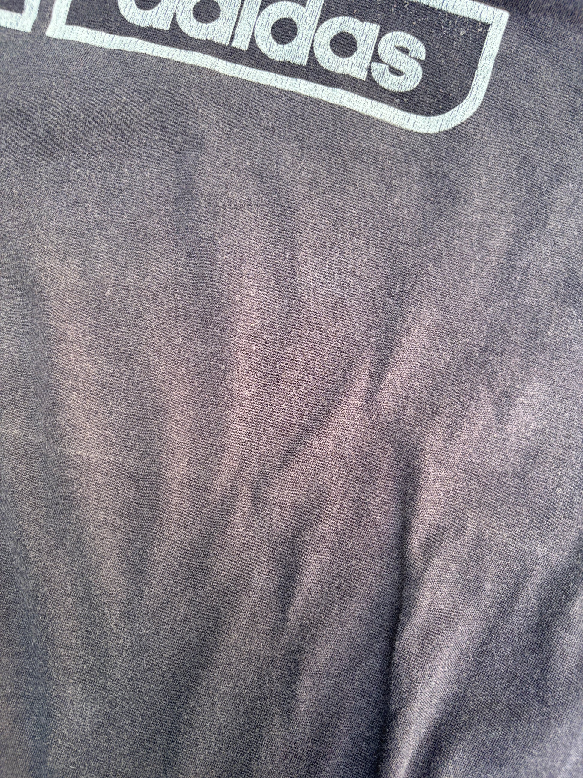 Vintage Y2K Adidas T-Shirt Size L Navy Spell Out Graphic Classic