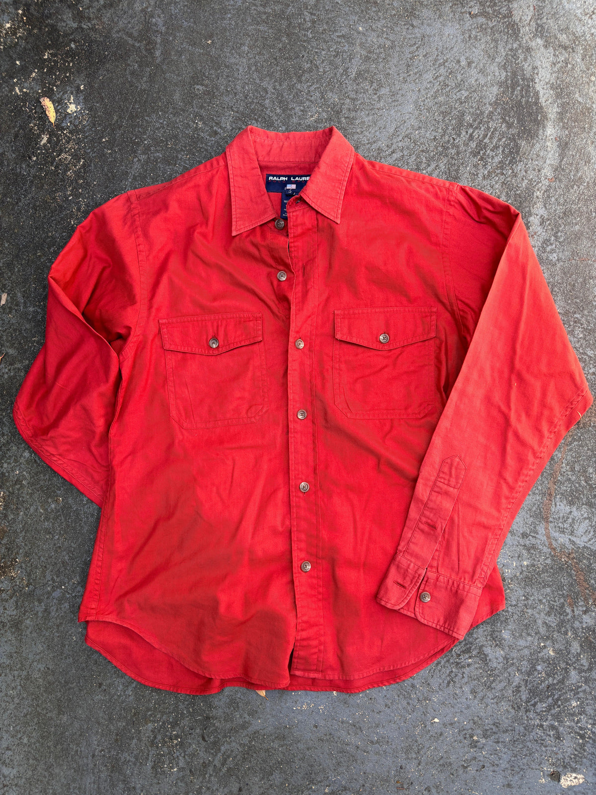 Vintage 90s Ralph Lauren Polo Sport Shirt Women’s Size M Red Button Up Front Pockets