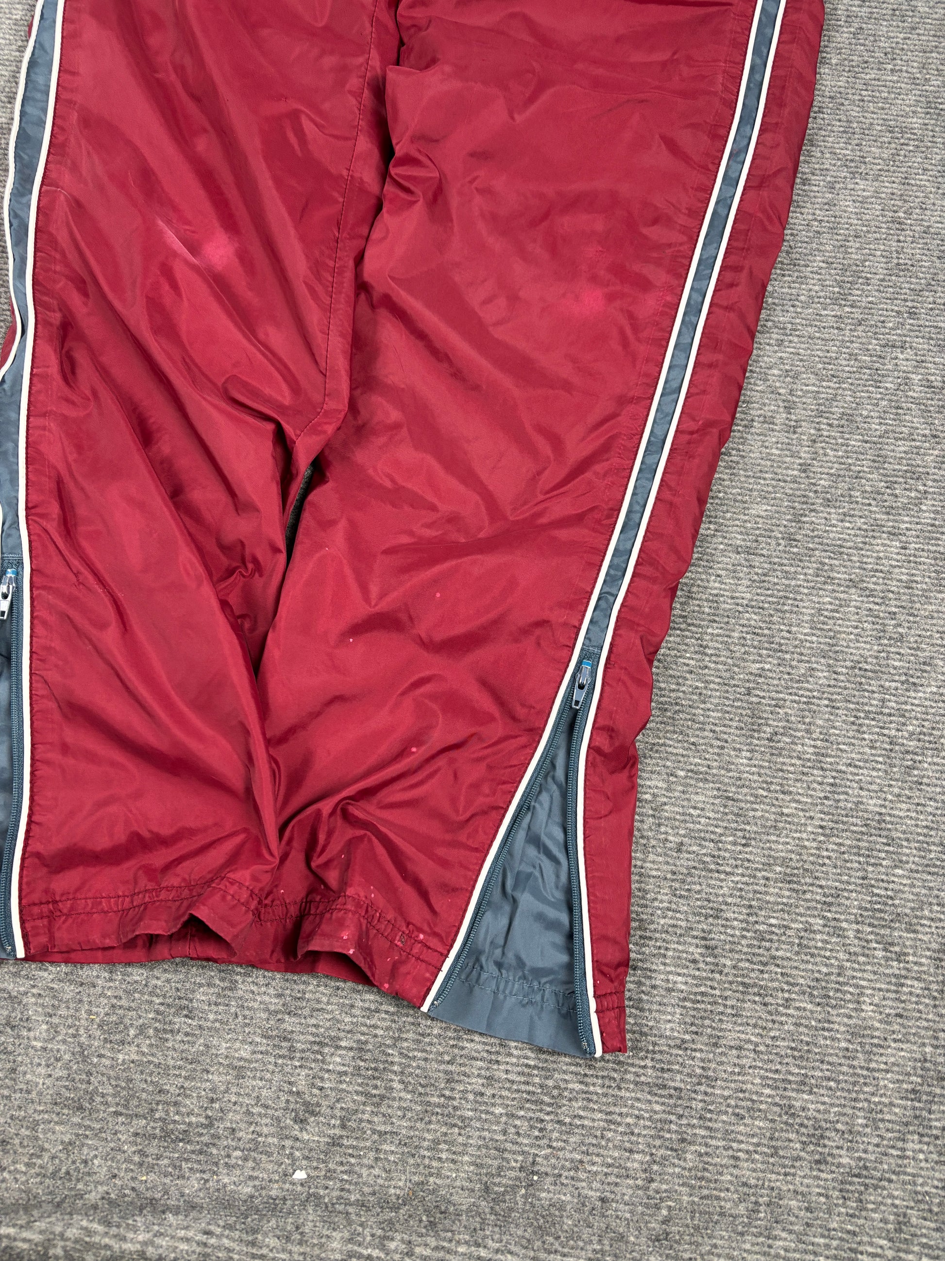 Vintage Y2K Nike Track Pants Size S Burgundy Navy Detail Classic Nylon Windbreaker