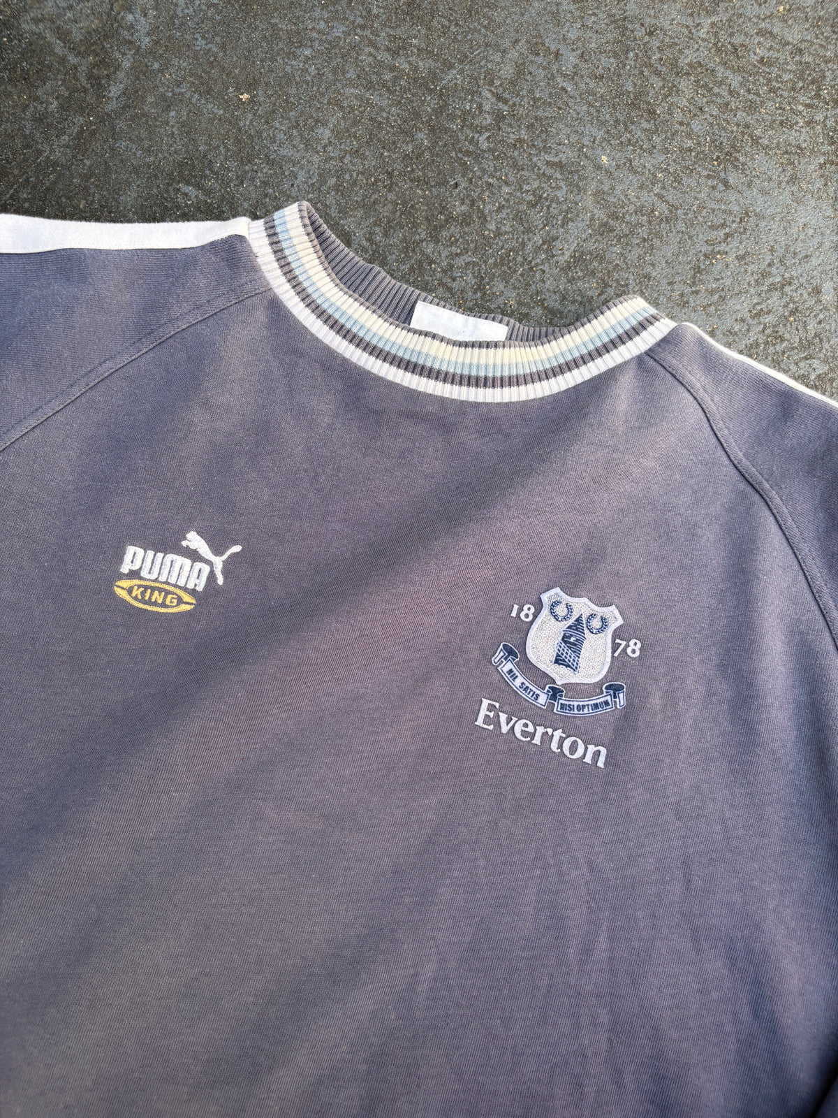 Vintage Y2K Puma Everton FC Jumper Size L Blue Grey Badge Logo Football Sweatshirt