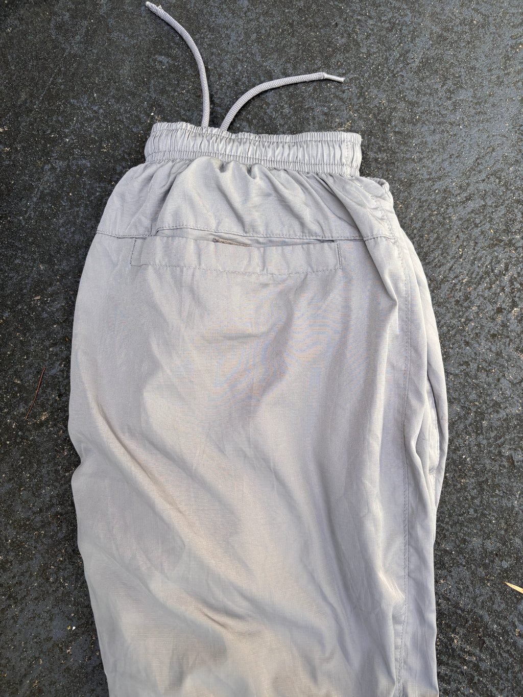 Vintage Y2K Nike Track Pants Size XL Grey Blue Swoosh Wide Leg Ankle Zip Windbreaker