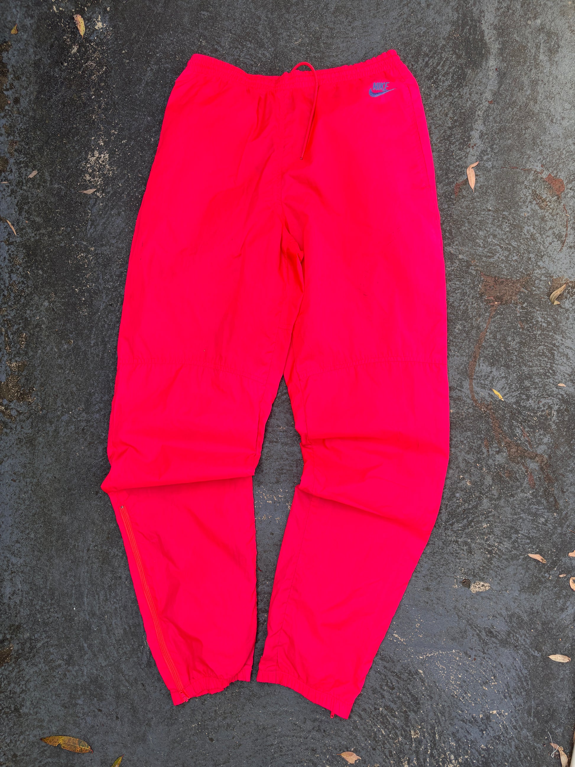 Vintage 80s/90s Nike Track Pants Size M Fluro Pink Blue Cuffed Nylon Windbreakers